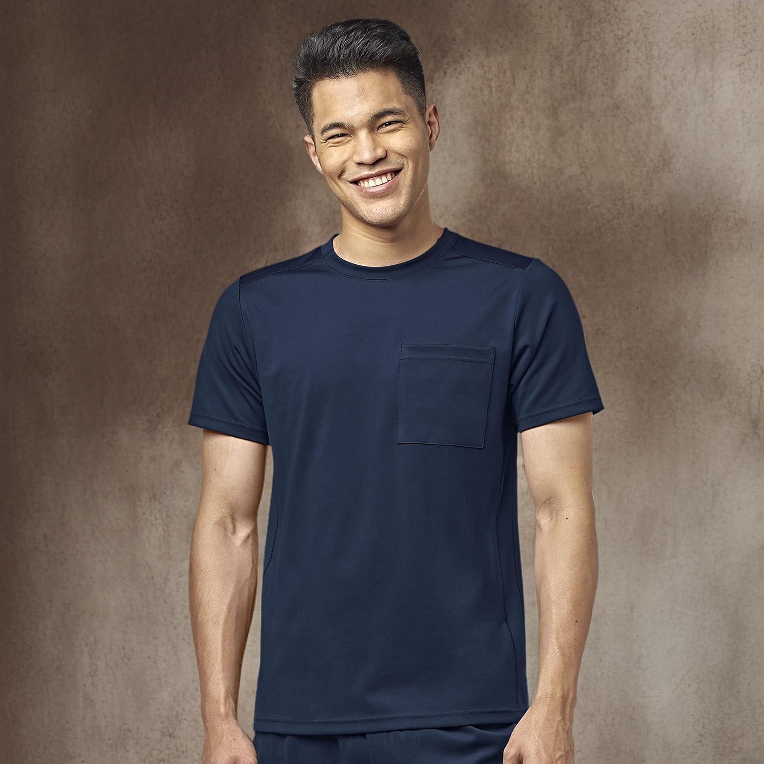 WonderWink Mens Men’s Moto Knit Crew Neck Top(Navy)