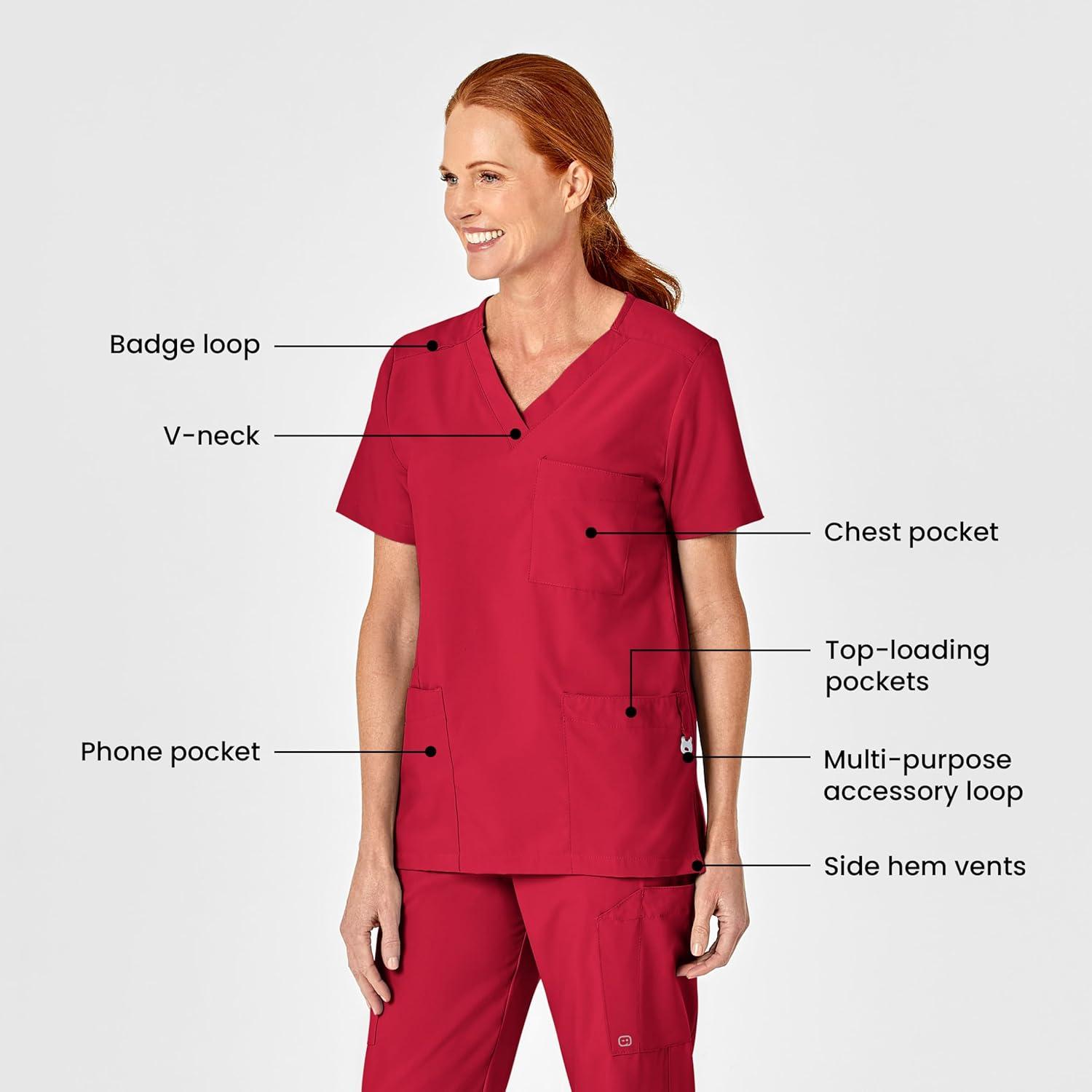 WonderWink Womens 4-Pocket Utility Top(Red)