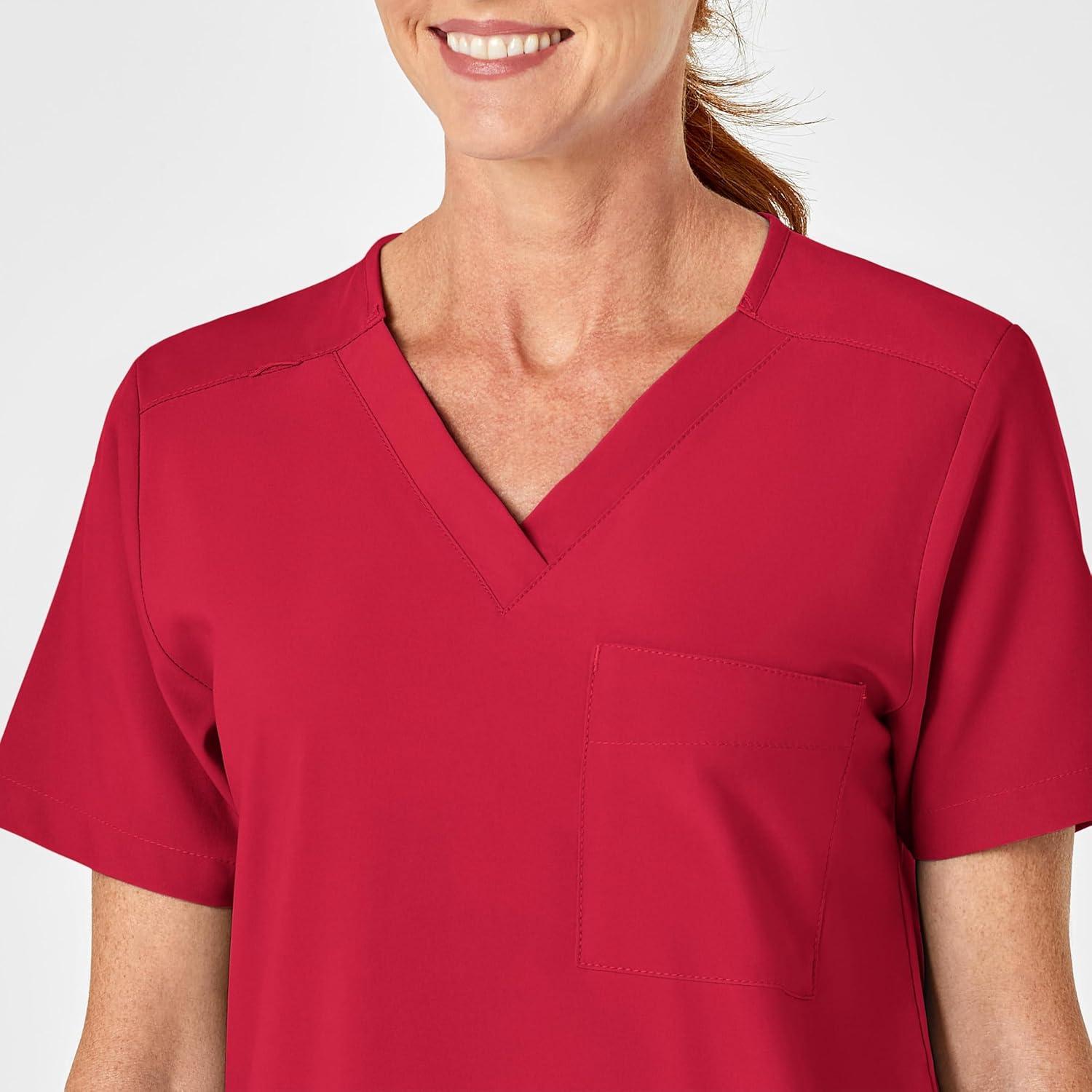 WonderWink Womens 4-Pocket Utility Top(Red)