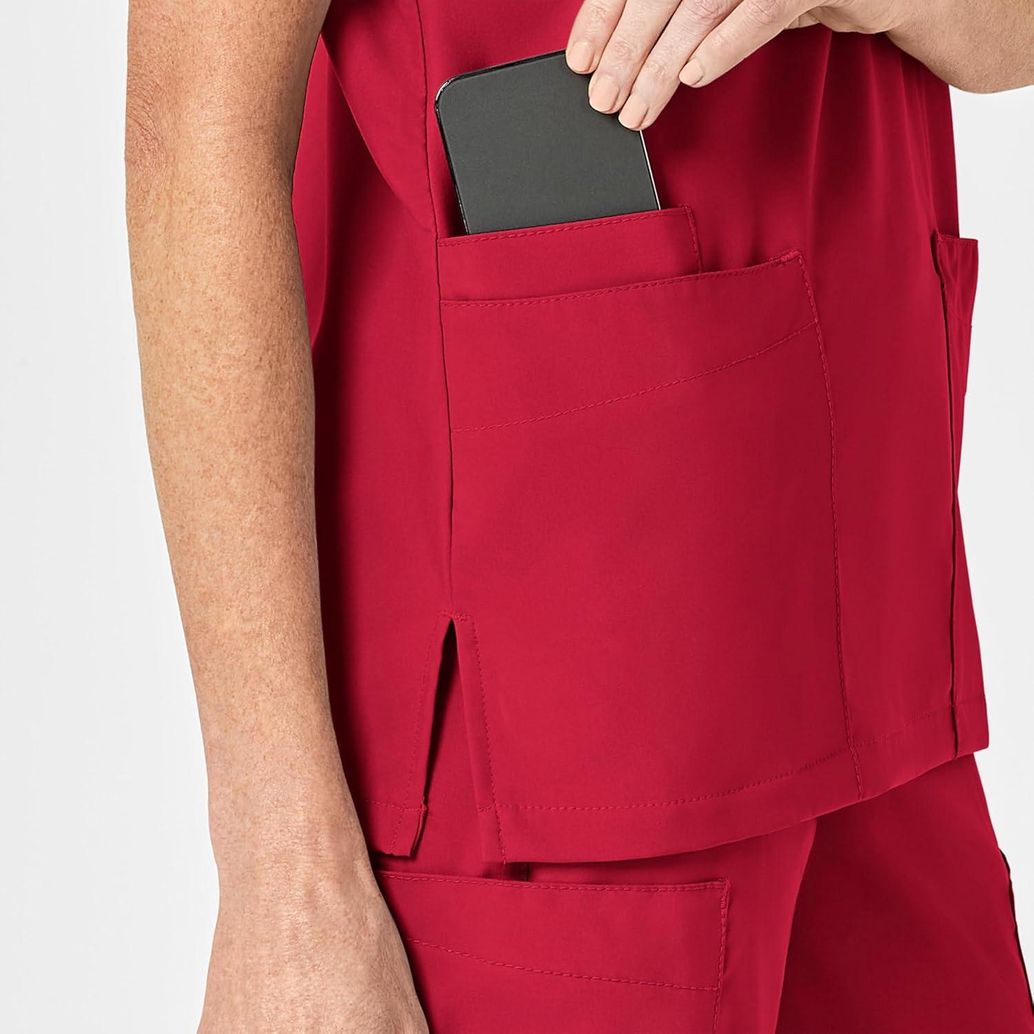 WonderWink Womens 4-Pocket Utility Top(Red)