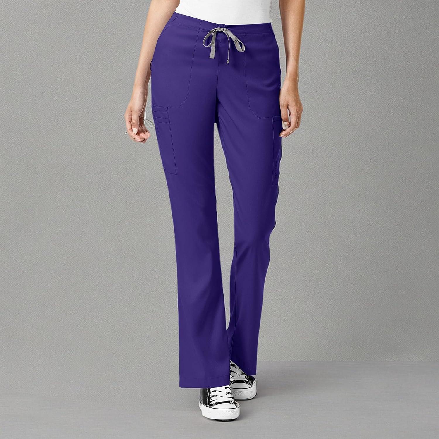 WonderWink Women’s Moderate Flare Leg Cargo Pant(Grape)