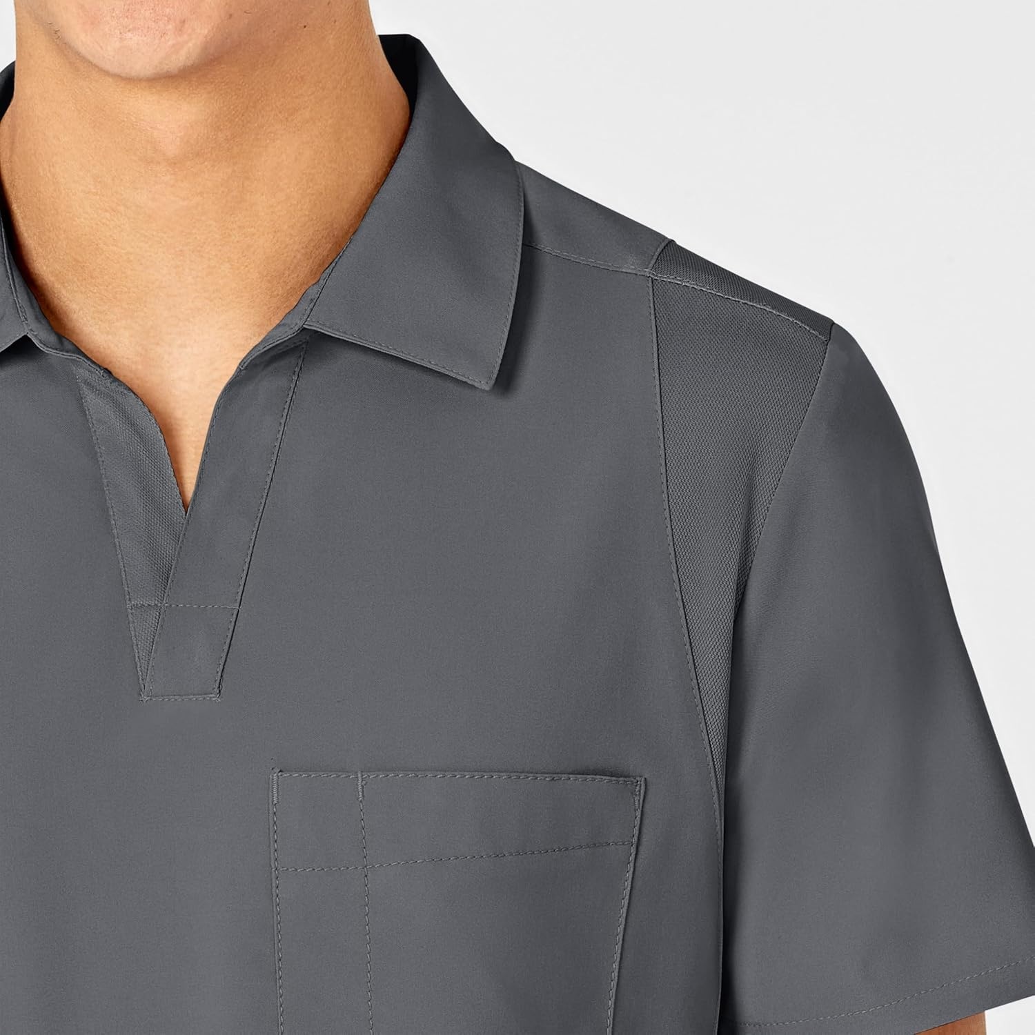 Wink W123 Men’s Collar Scrub Top(Pewter)