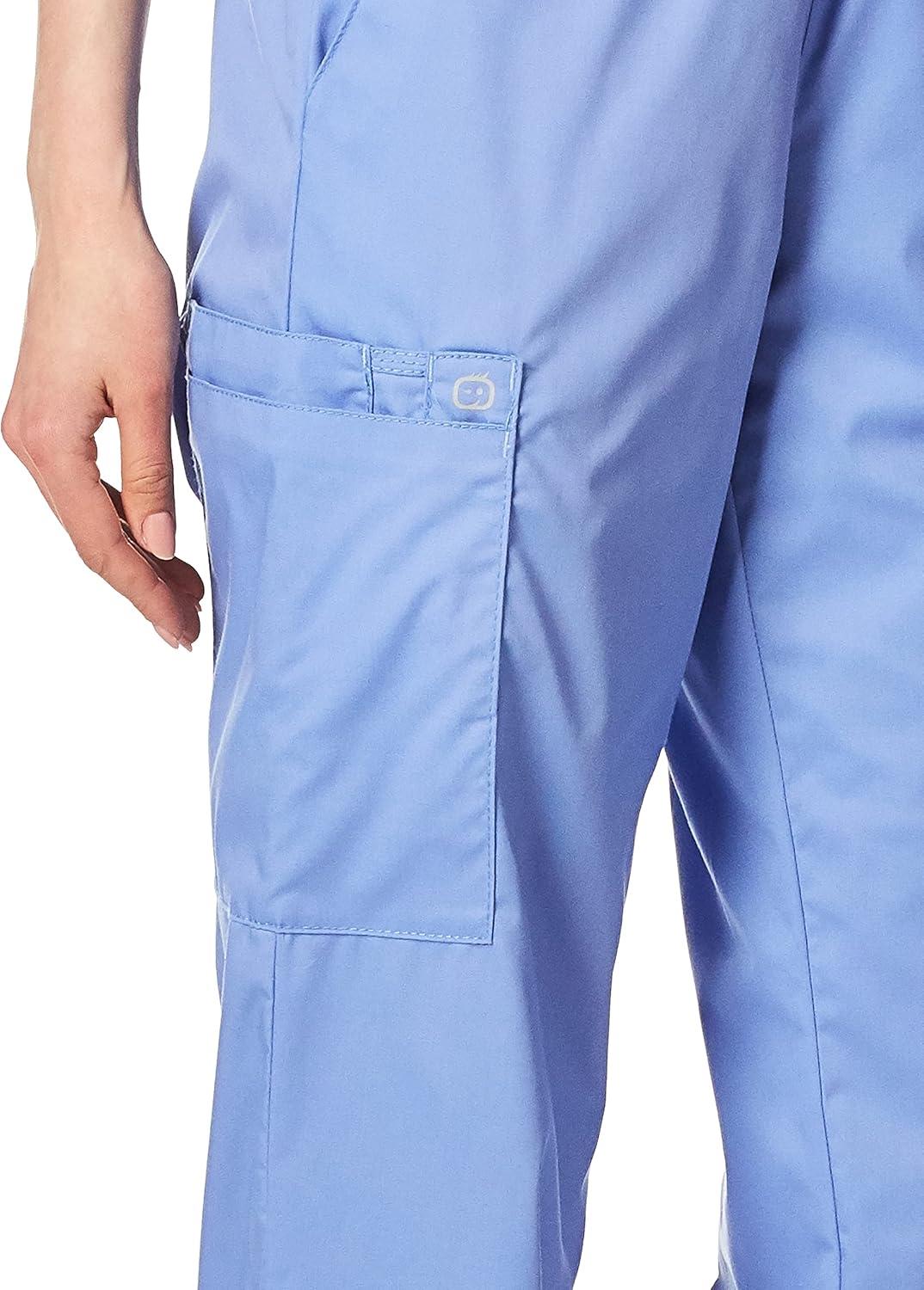 WonderWink Women’s Tall Wonderwork Women’s Pull-On Cargo Scrub Pant Tall(Ceil Blue)