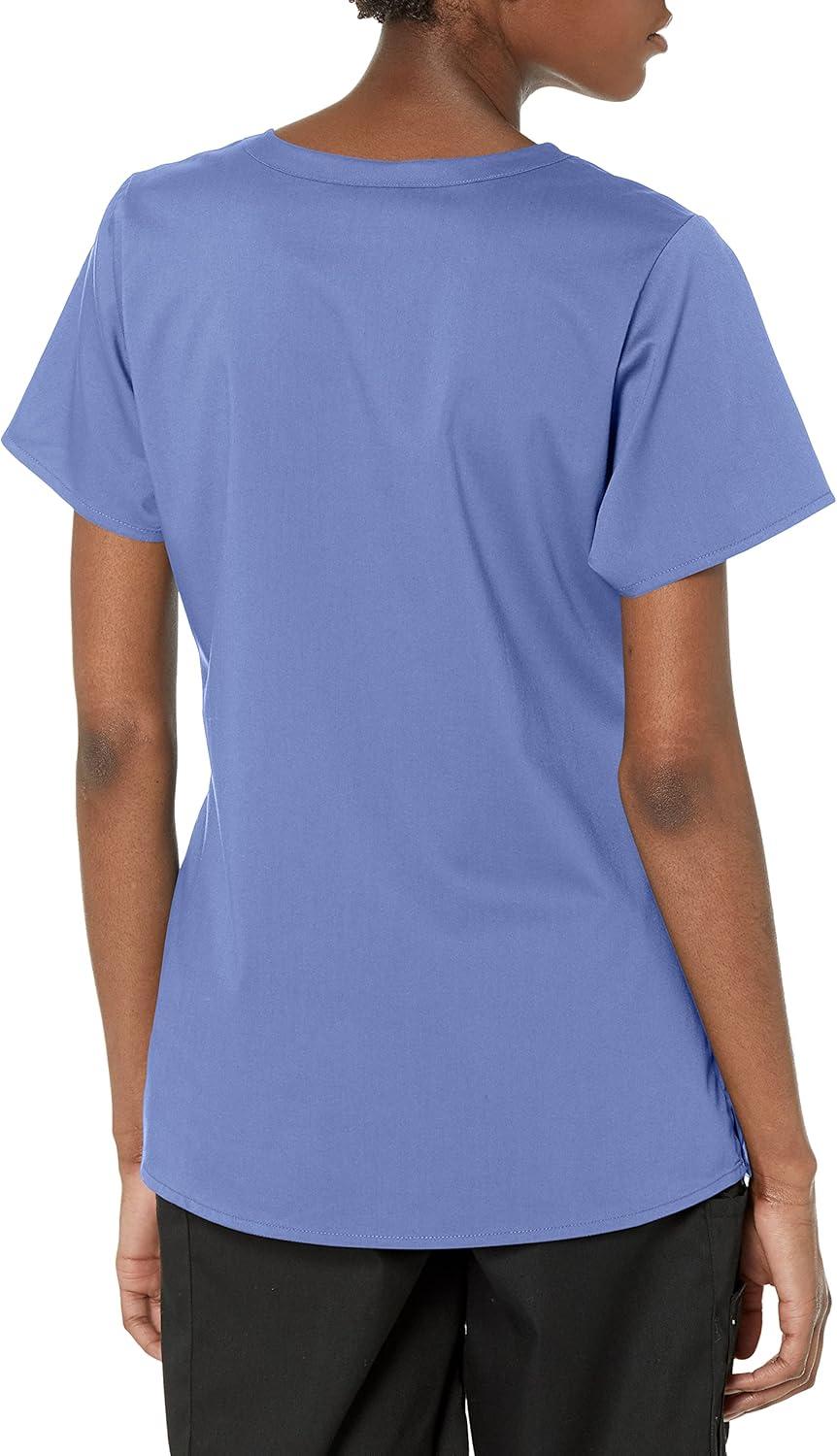 WonderWink Womens Women’s 4 Pocket Wrap Scrub Top(Ceil Blue)