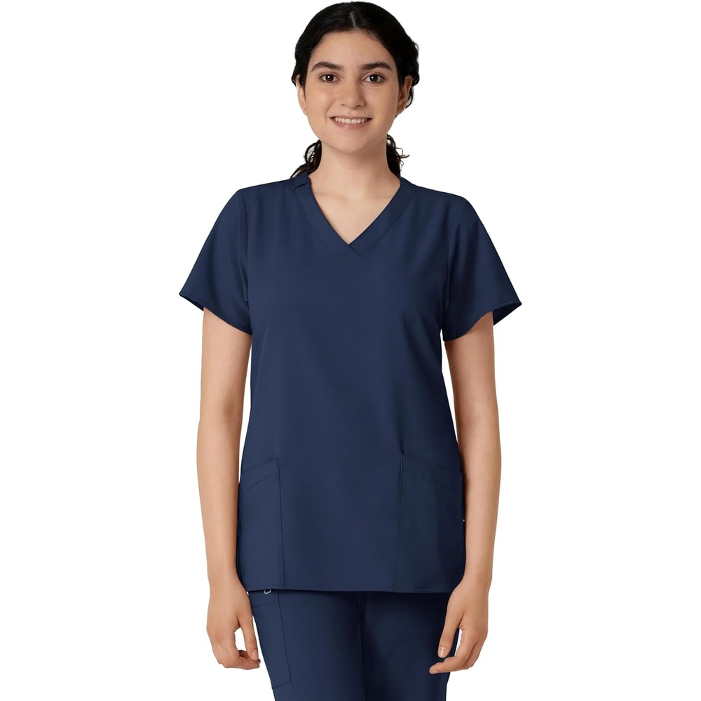WINK W123 Women’s Basic V-Neck Scrub Top(Navy)