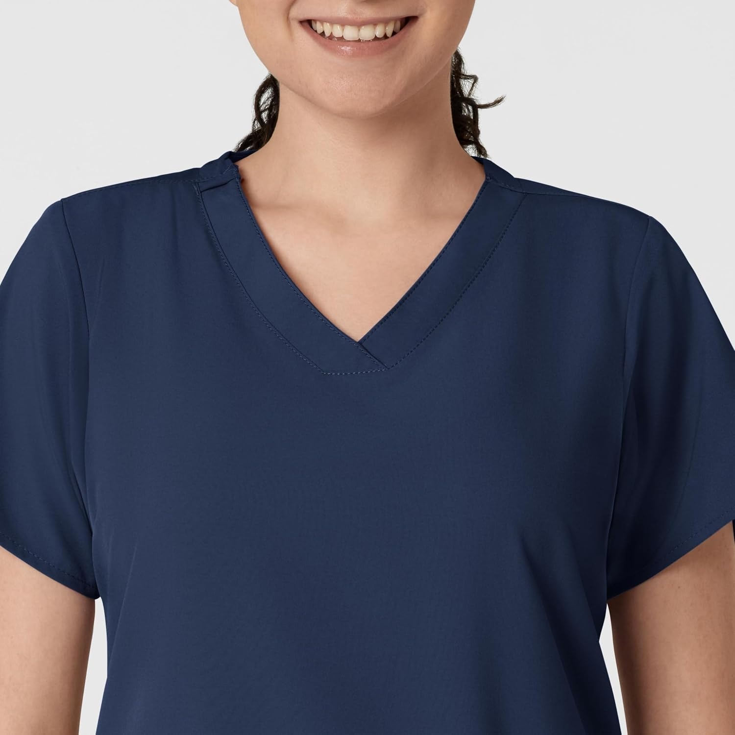 WINK W123 Women’s Basic V-Neck Scrub Top(Navy)