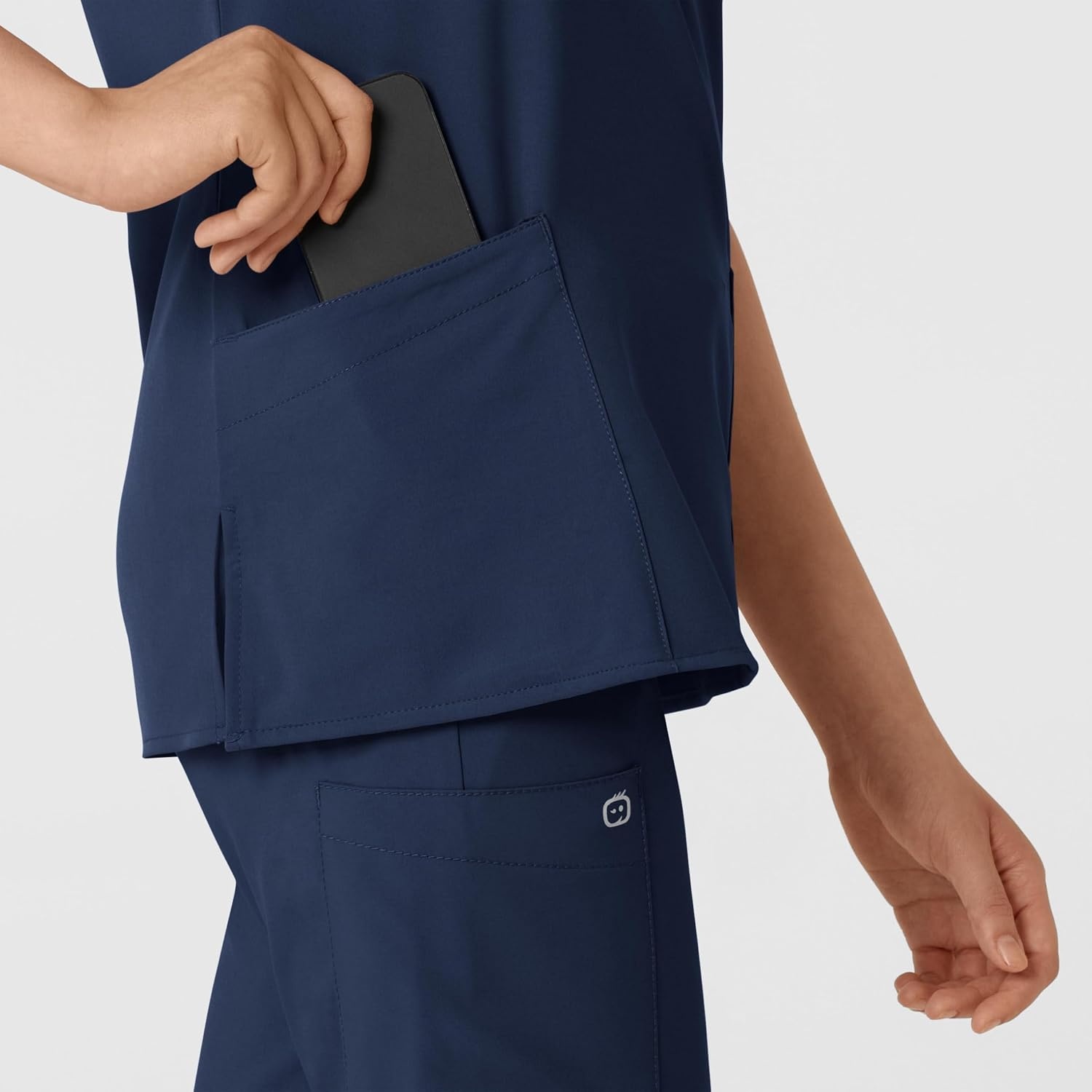 WINK W123 Women’s Basic V-Neck Scrub Top(Navy)