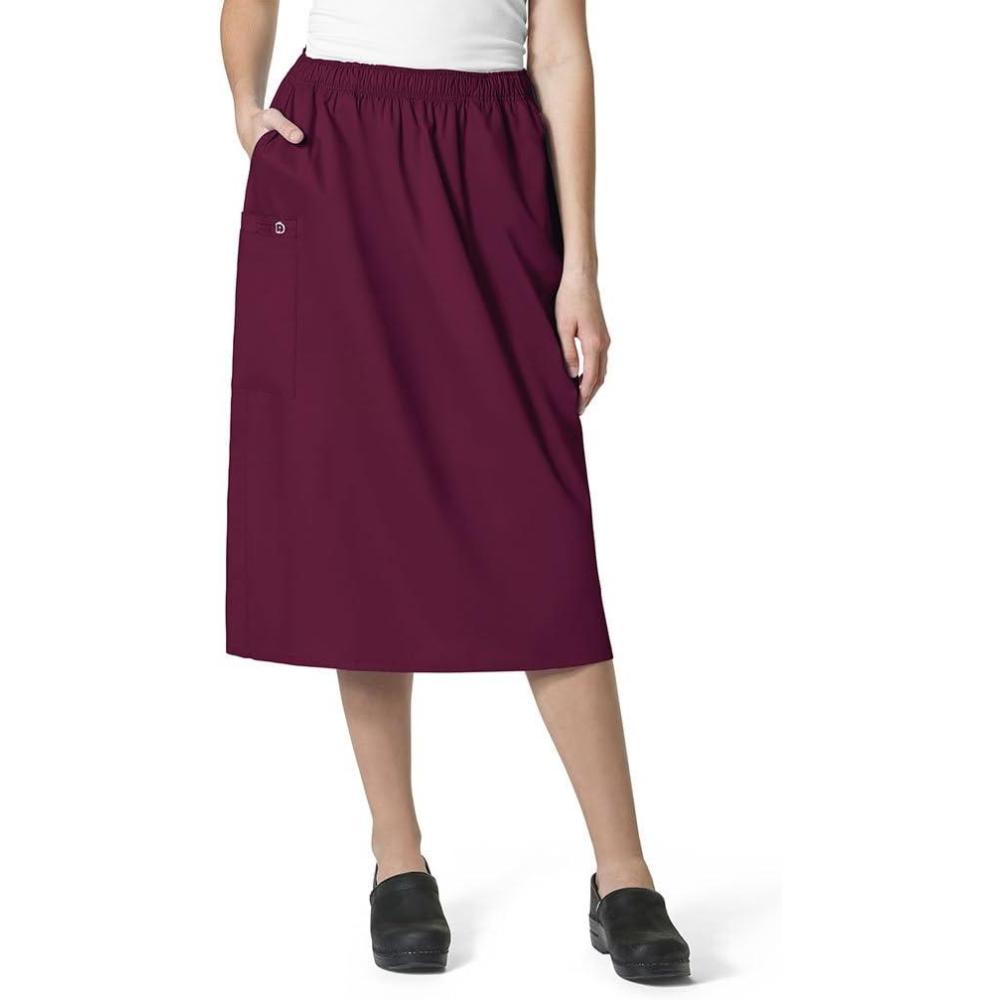 WonderWink Women’s Plus-Size Wonderwork Plus Pull-on Cargo Scrub Skirt(Wine)