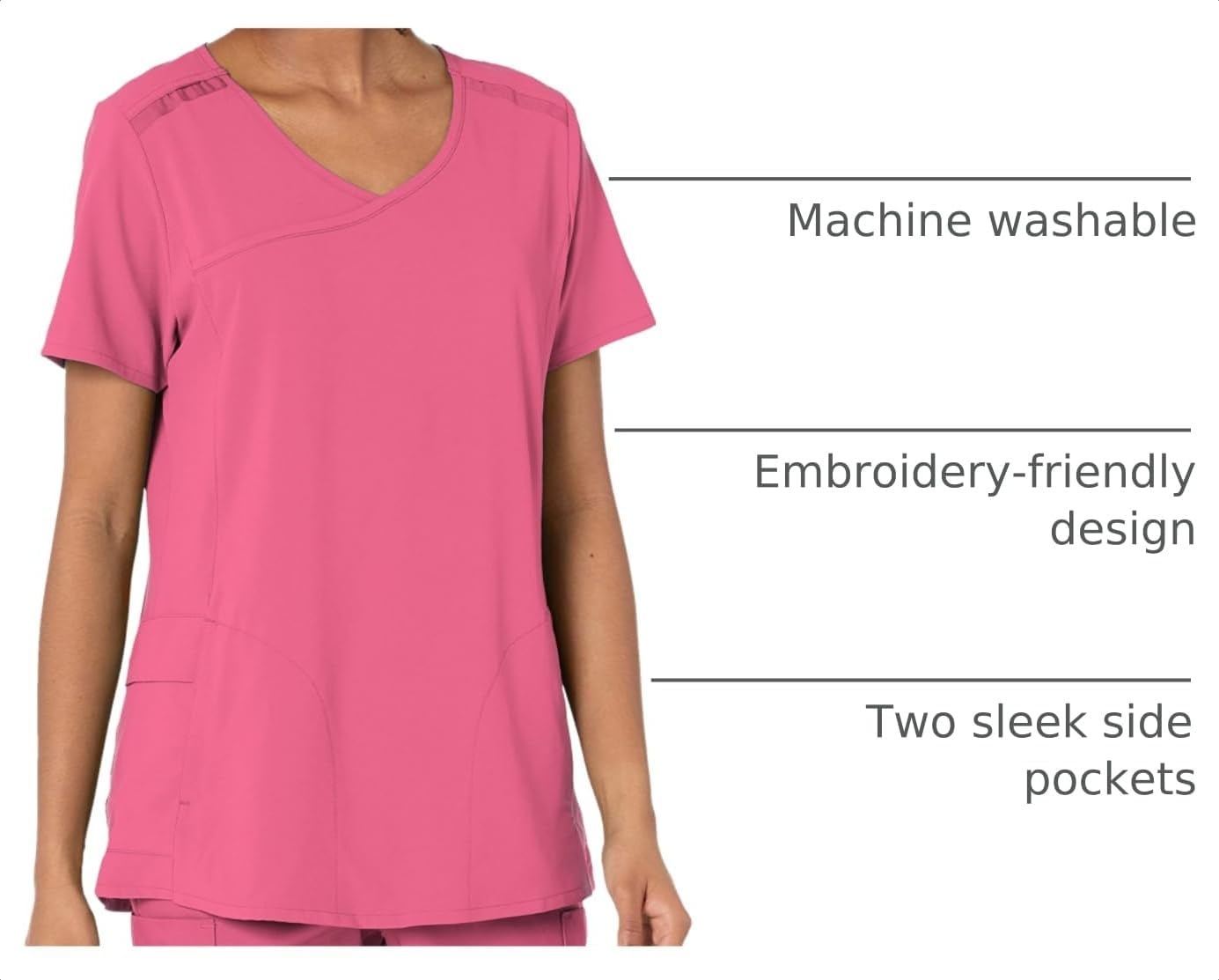 WINK W123 Women’s Mock Wrap Scrub Top(Rosebud)