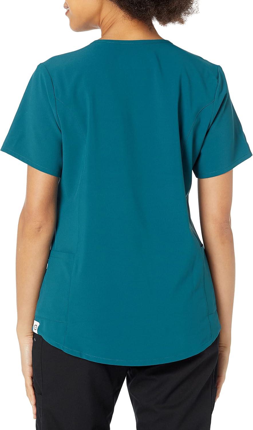 WonderWink Womens Renew Women’s Zip Accent Scrub Top(Caribbean)