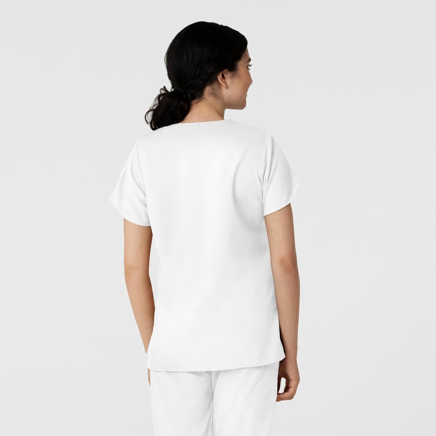 WINK W123 Women’s Basic V-Neck Scrub Top(White)