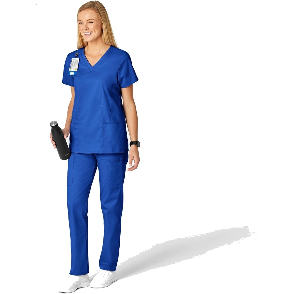 Wink WonderWORK Women’s Shaped V-Neck Scrub Top(Royal)
