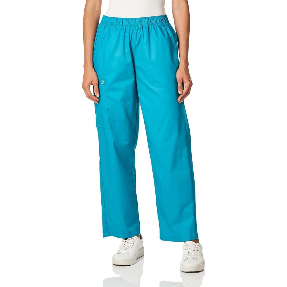 WonderWink Women’s Tall Wonderwork Women’s Pull-On Cargo Scrub Pant Tall(Teal)