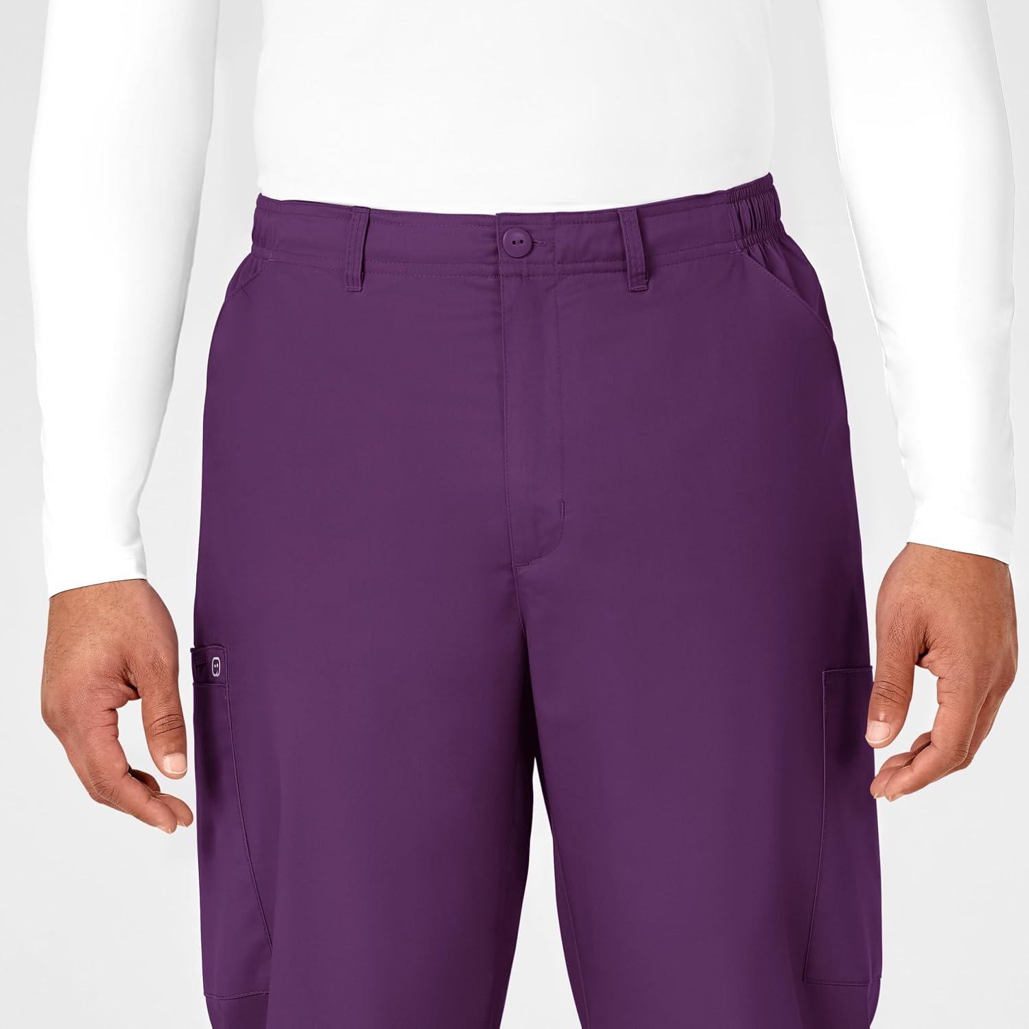 Wink WonderWORK Scrubs for Men, Cargo Scrub Pants(Eggplant)