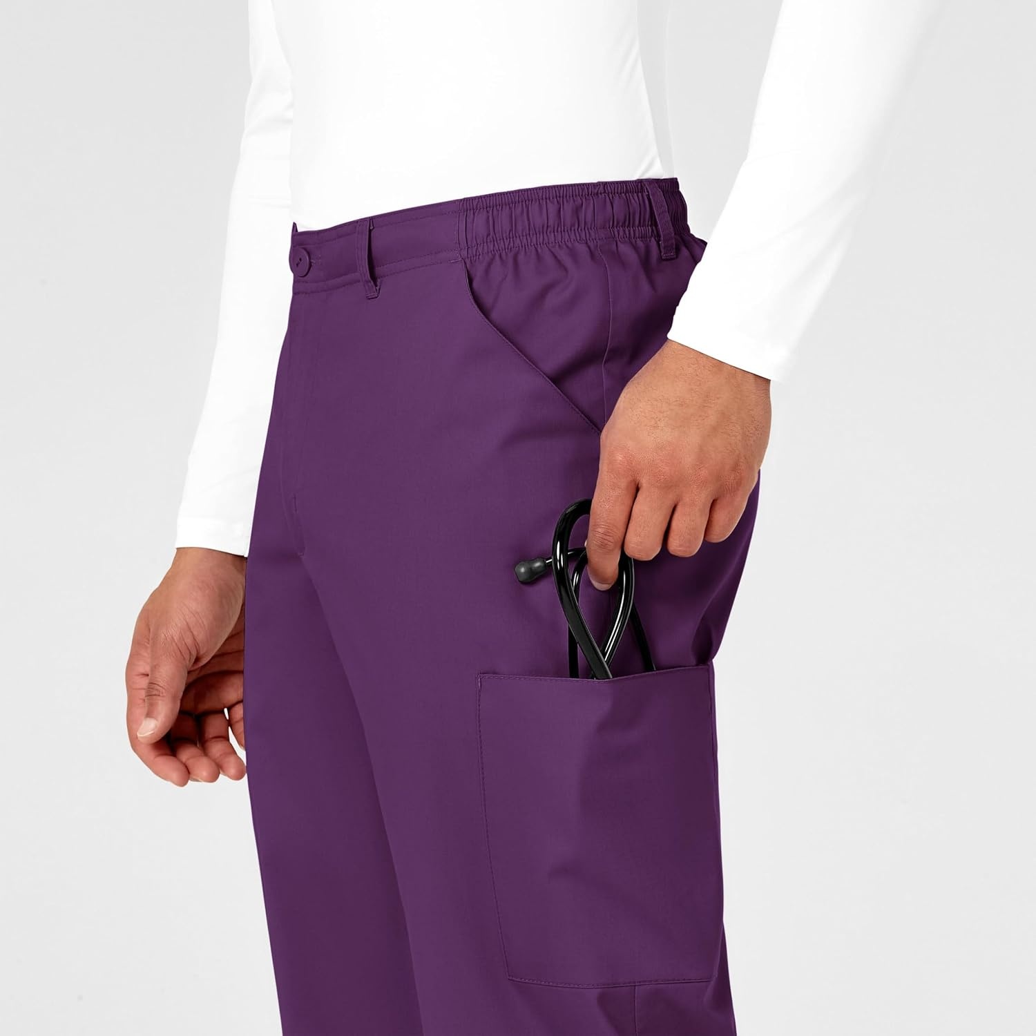 Wink WonderWORK Scrubs for Men, Cargo Scrub Pants(Eggplant)