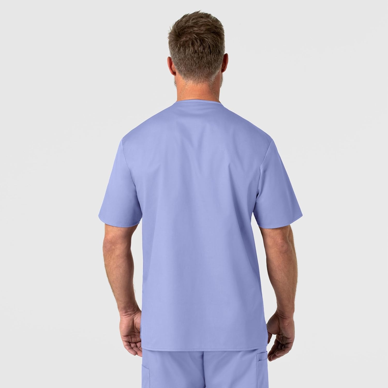 WonderWink Men’s Big Wonderwork Big Men’s V Neck Scrub Top(Ceil Blue)