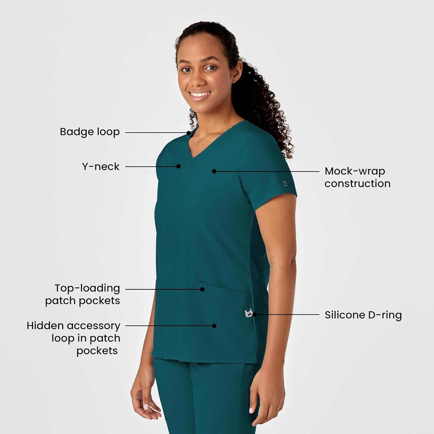 Wink W123 Women’s Y-Neck Wrap Scrub Top(Caribbean)