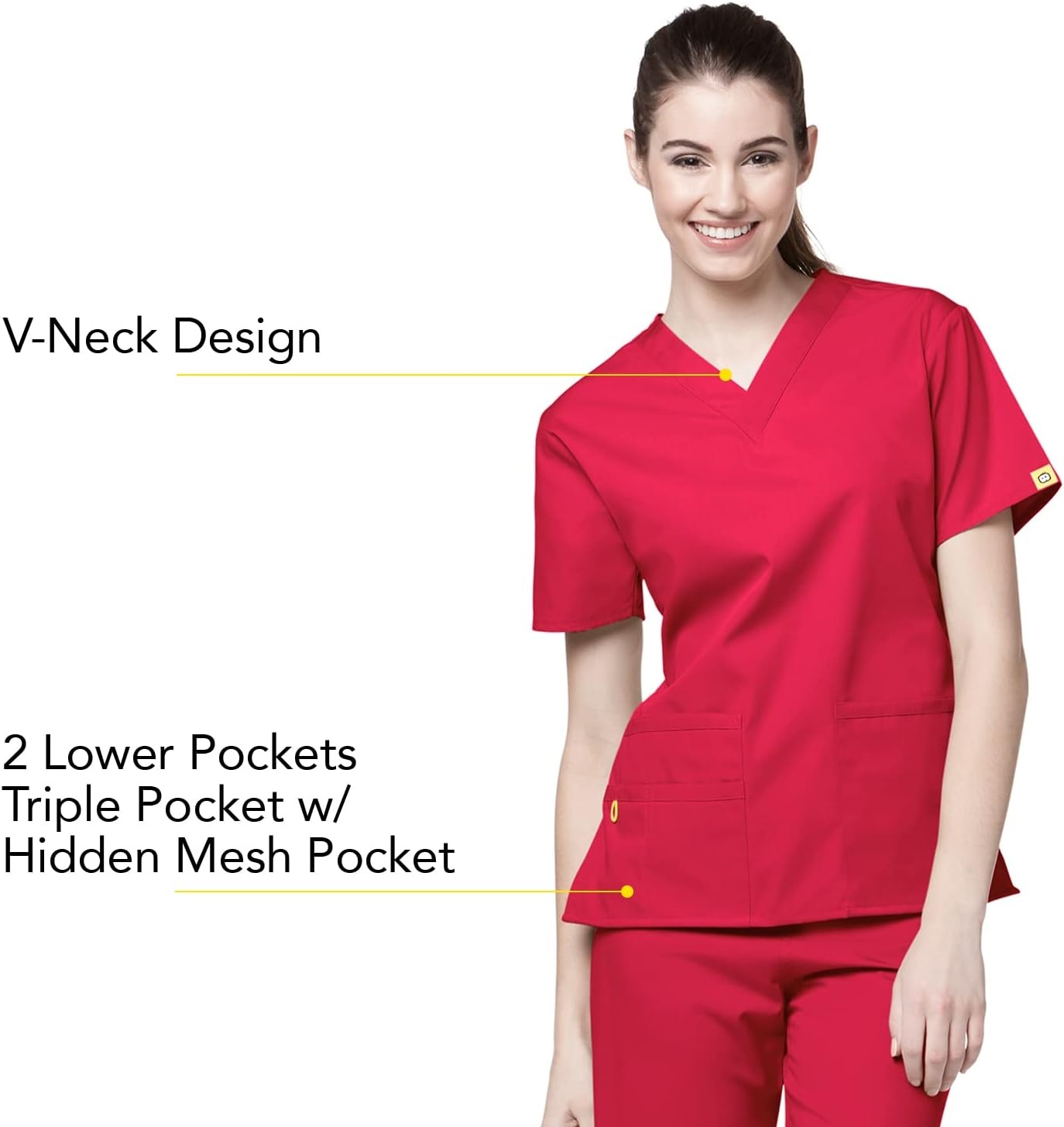 WonderWink Women’s Origins Bravo V-Neck Top(Red)