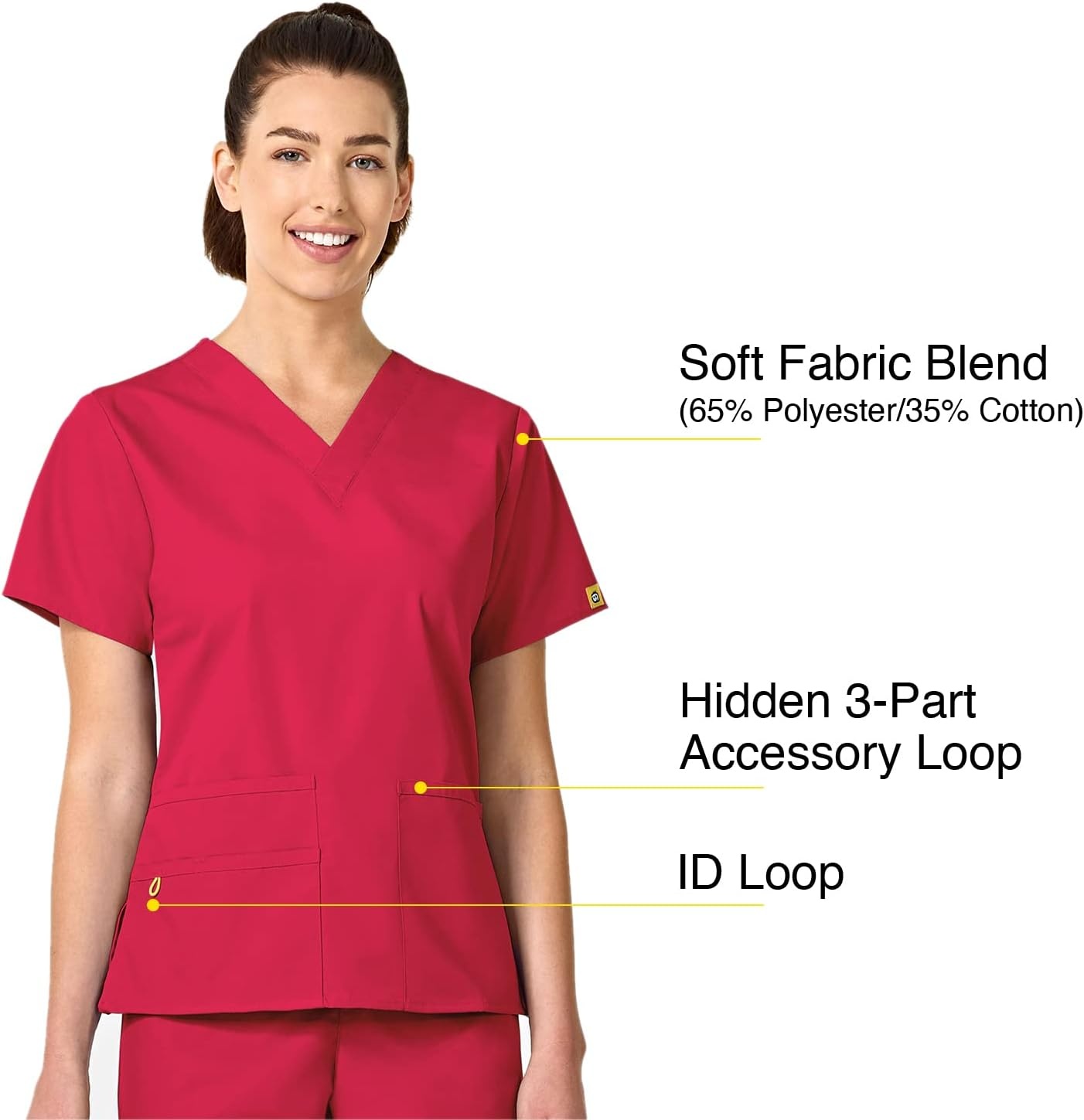 WonderWink Women’s Origins Bravo V-Neck Top(Red)