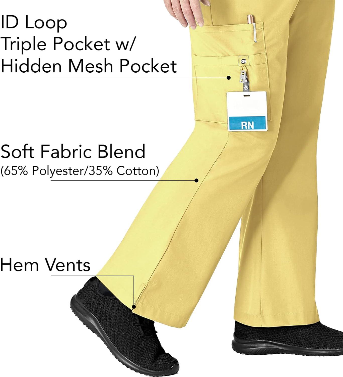 WonderWink Women’s Moderate Flare Leg Cargo Pant(Yellow)