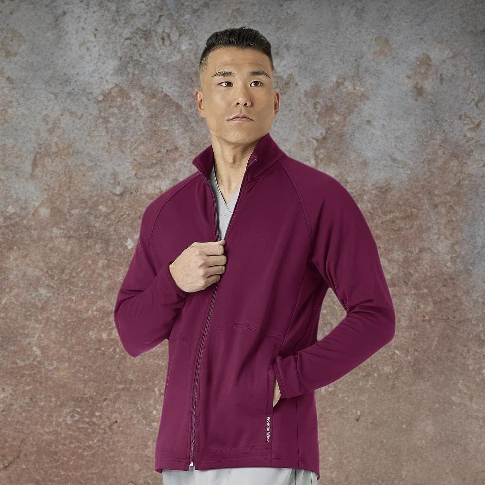 WonderWink Mens Fleece Full-zip JacketFleece Full-Zip jacket(Wine)