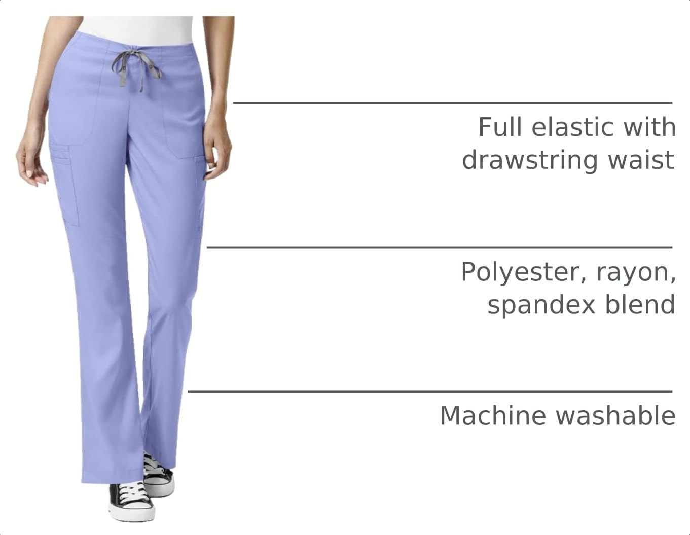 WINK PRO Women’s Moderate Flare Leg Cargo Scrub Pant(Ceil Blue)