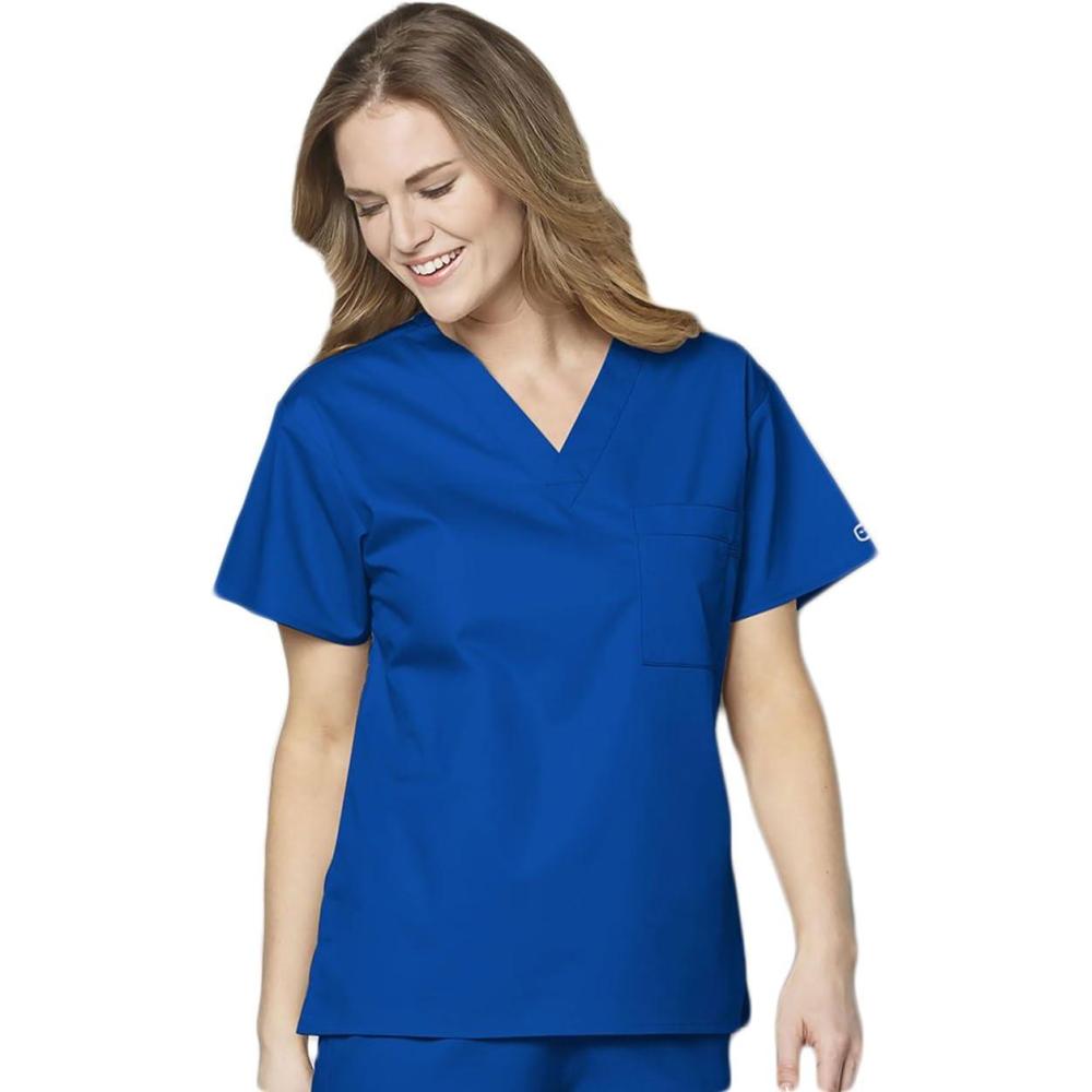 WonderWink Womens Unisex V-Neck Top Medical Scrubs Shirt, Galaxy Blue, Medium US