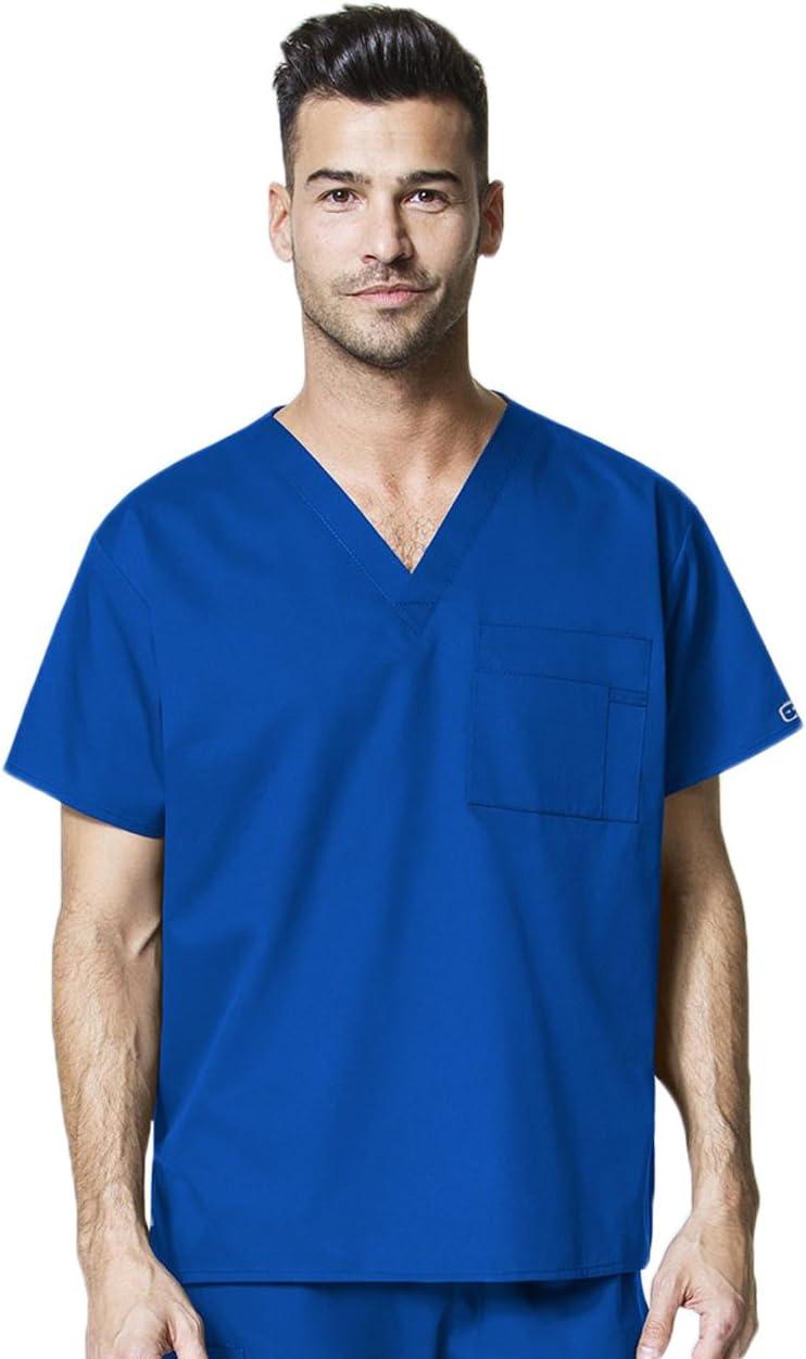 WonderWink Womens Unisex V-Neck Top Medical Scrubs Shirt, Galaxy Blue, Medium US