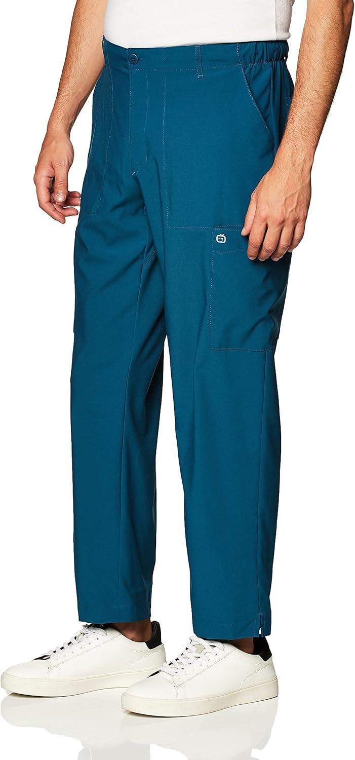 WonderWink Mens Men’s Flat Front Cargo Pant(Caribbean Blue)