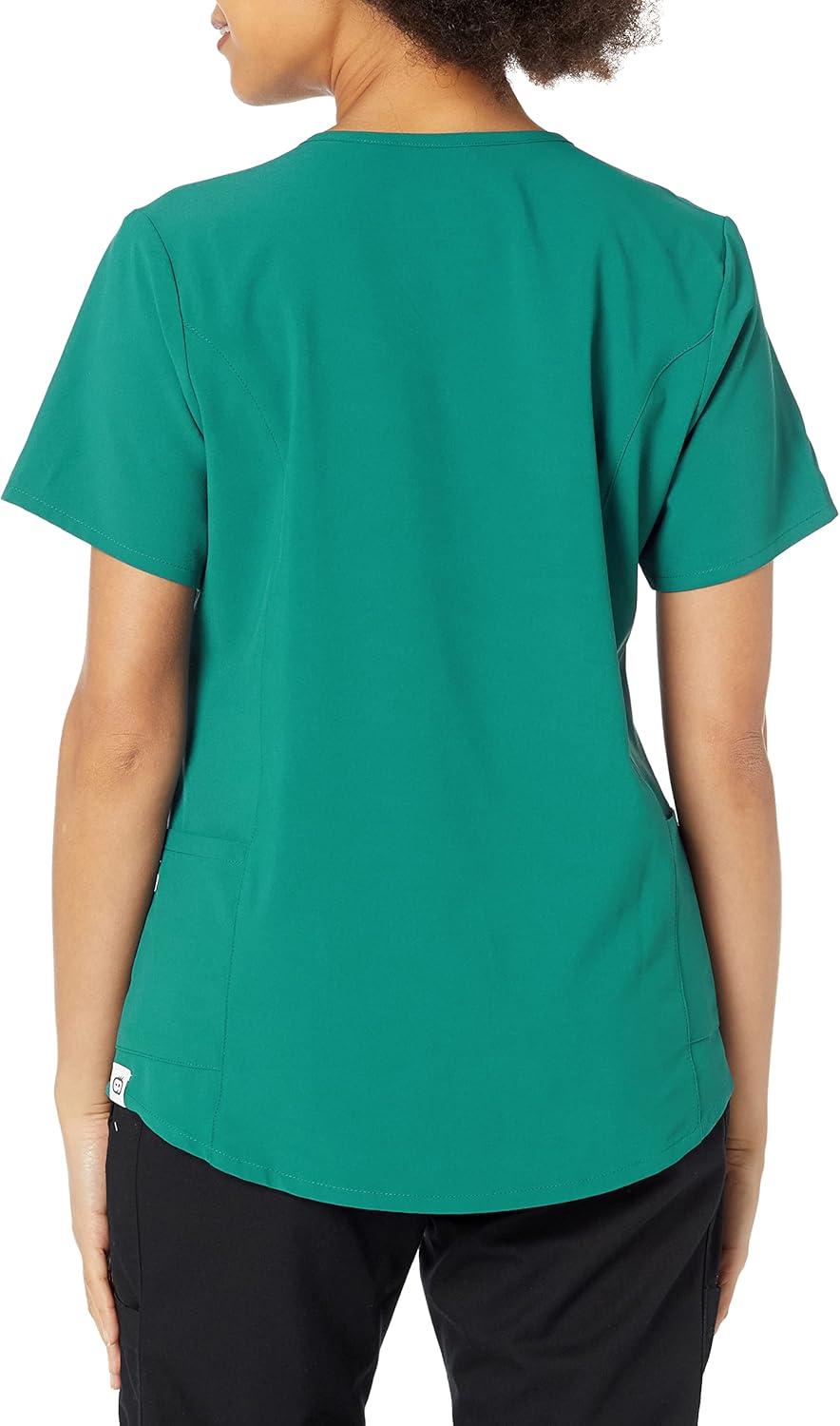 WonderWink Womens Renew Women’s Zip Accent Scrub Top(Hunter)