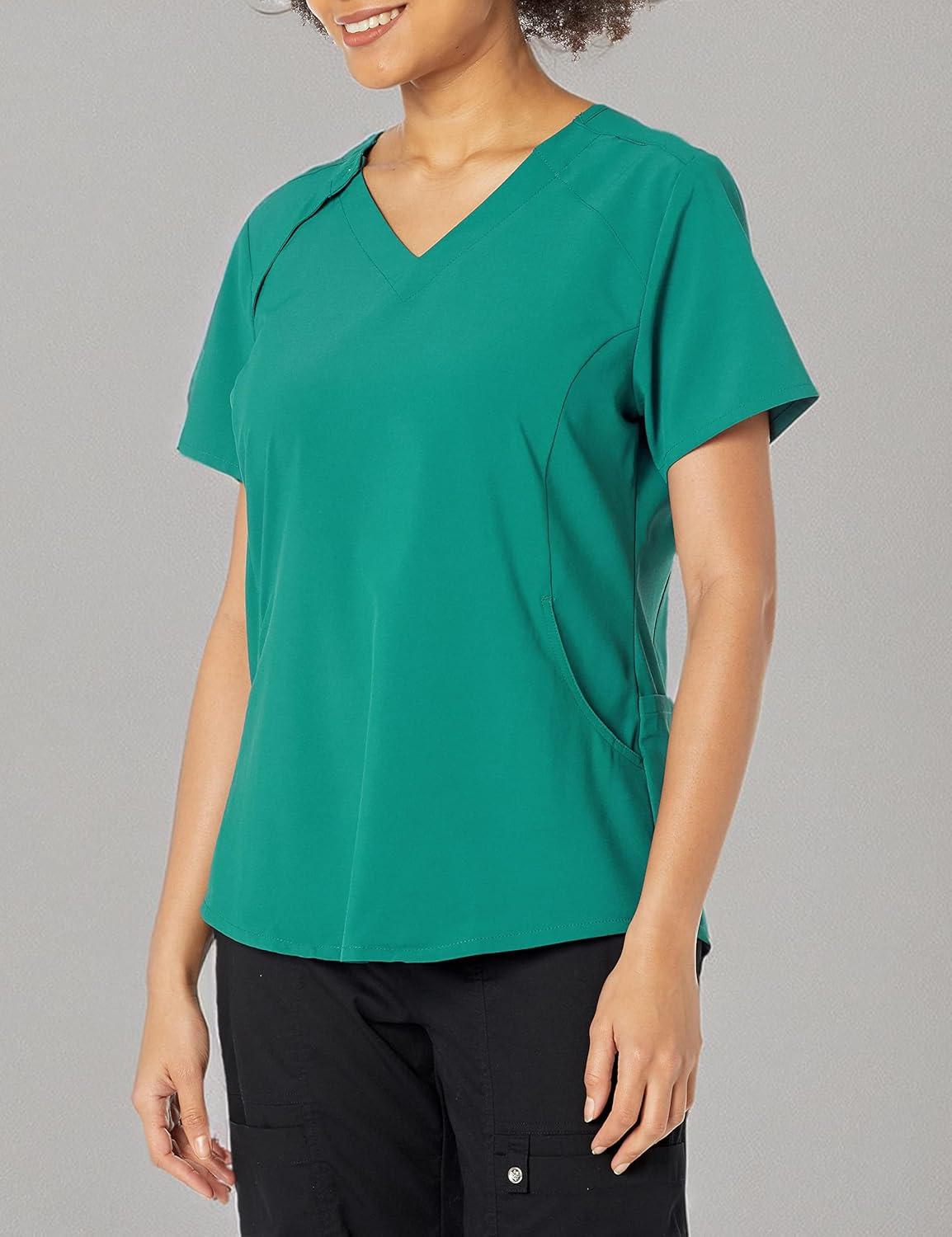 WonderWink Womens Renew Women’s Zip Accent Scrub Top(Hunter)