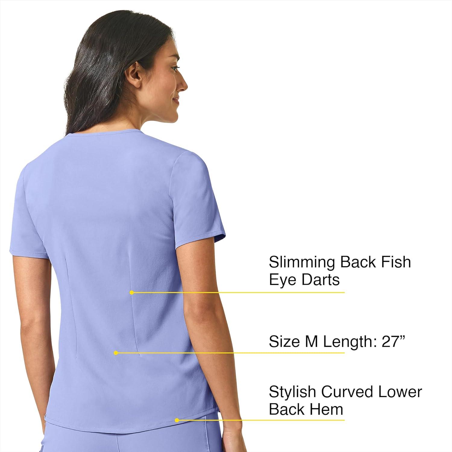 WonderWink Womens Mandarin Collar Tuck-in Top(Ceil Blue)