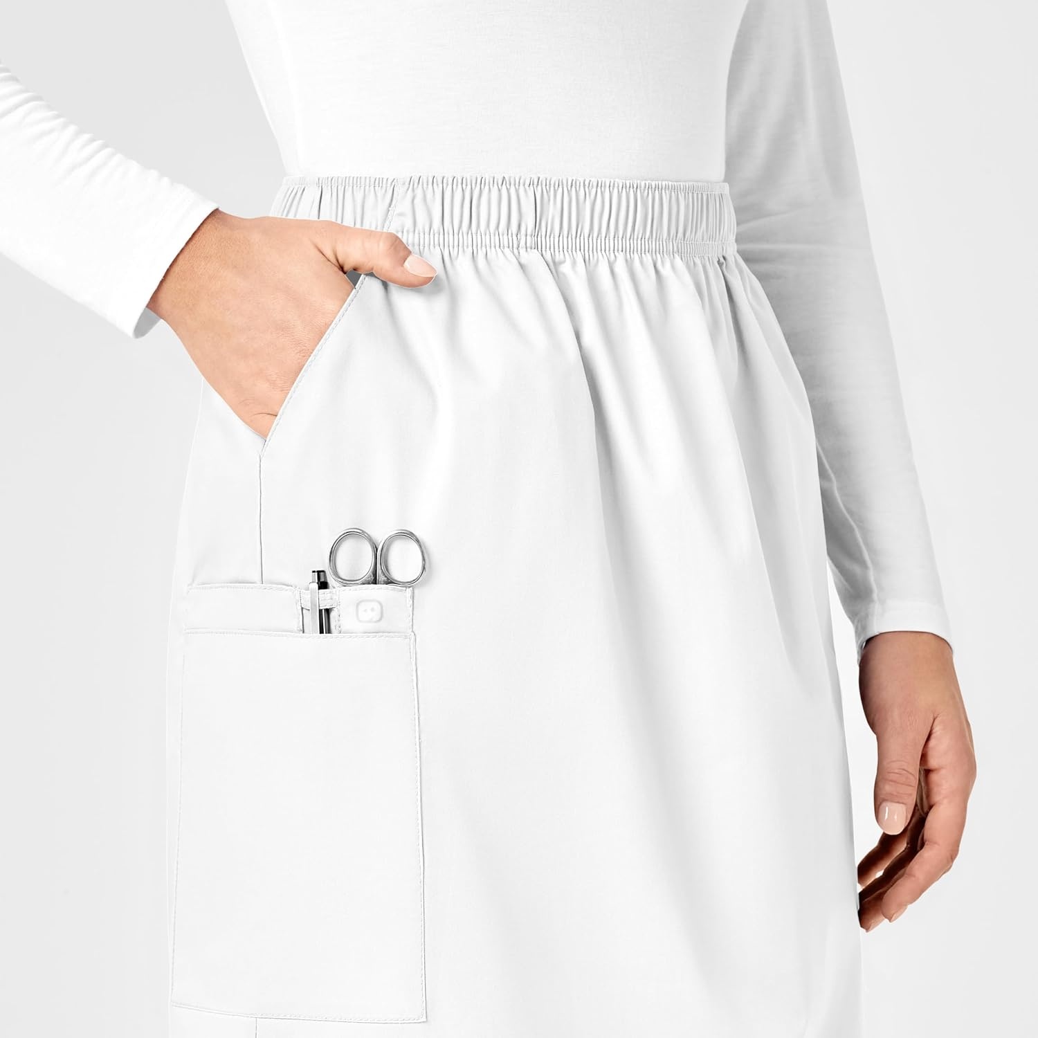 WINK WonderWORK Women’s Pull On Cargo Skirt(White)