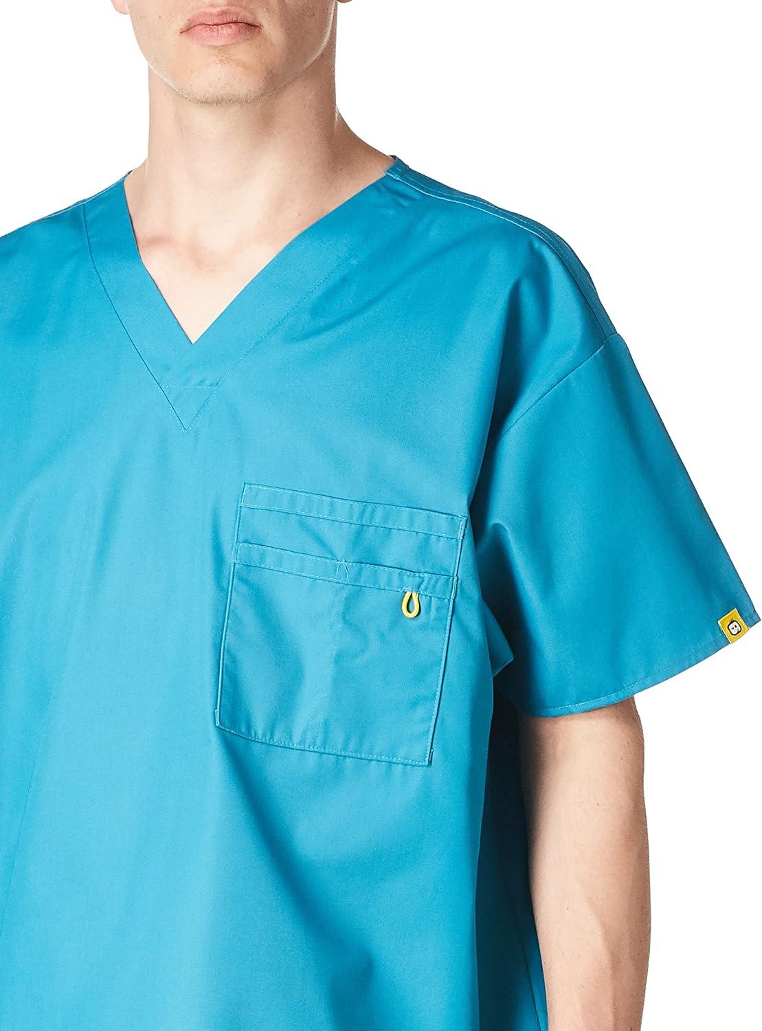 WonderWink Men’s Big The Alpha Unisex V-Neck Scrub Top(Real Teal)
