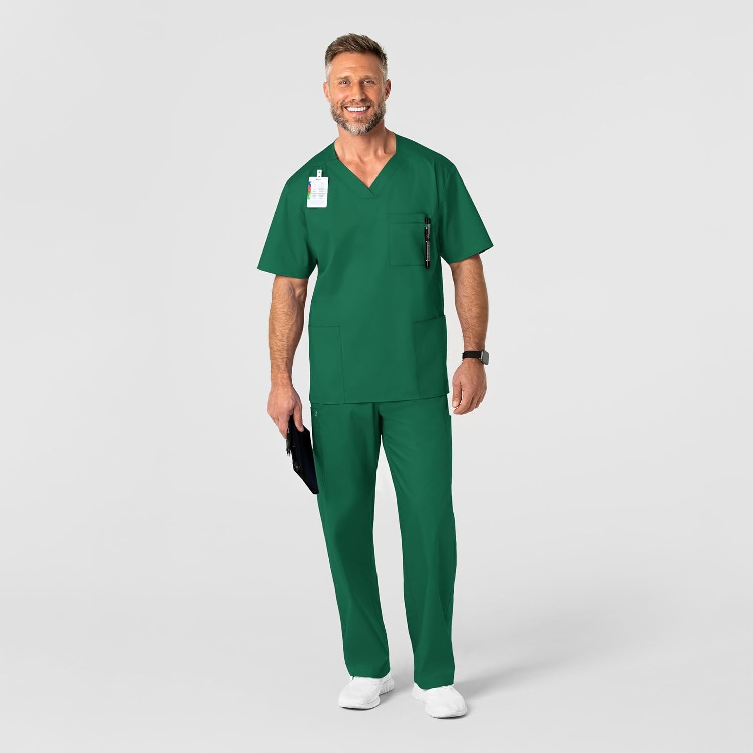 WonderWink Men’s Big Wonderwork Big Men’s V Neck Scrub Top(Hunter)