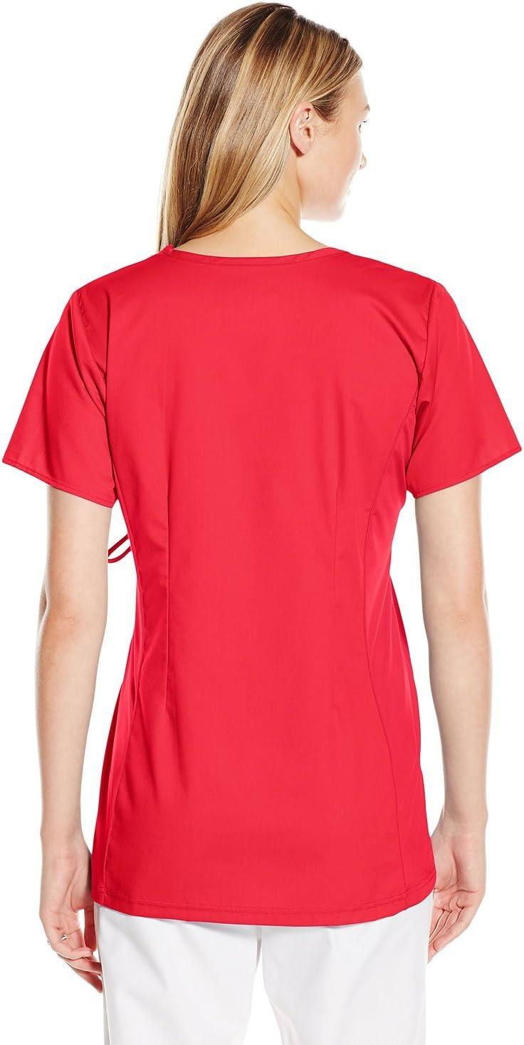 Wink WonderWORK Scrubs for Maternity Mock Wrap Scrub Tops(Red)