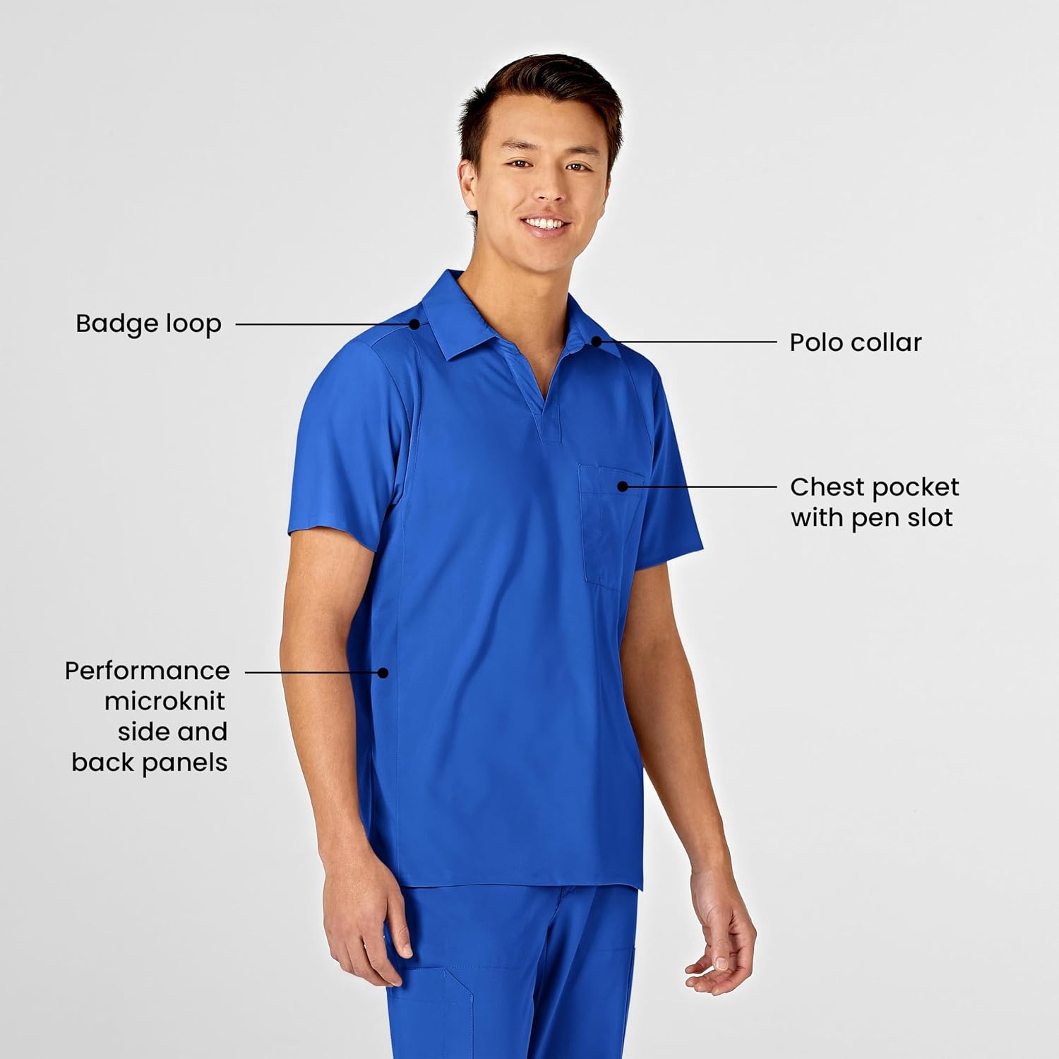 Wink W123 Men’s Collar Scrub Top(Royal)