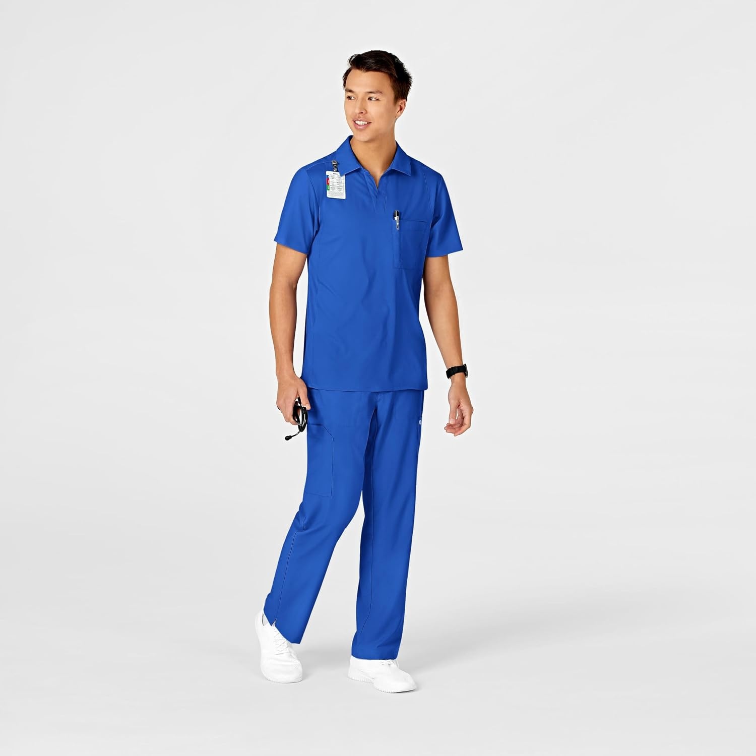 Wink W123 Men’s Collar Scrub Top(Royal)