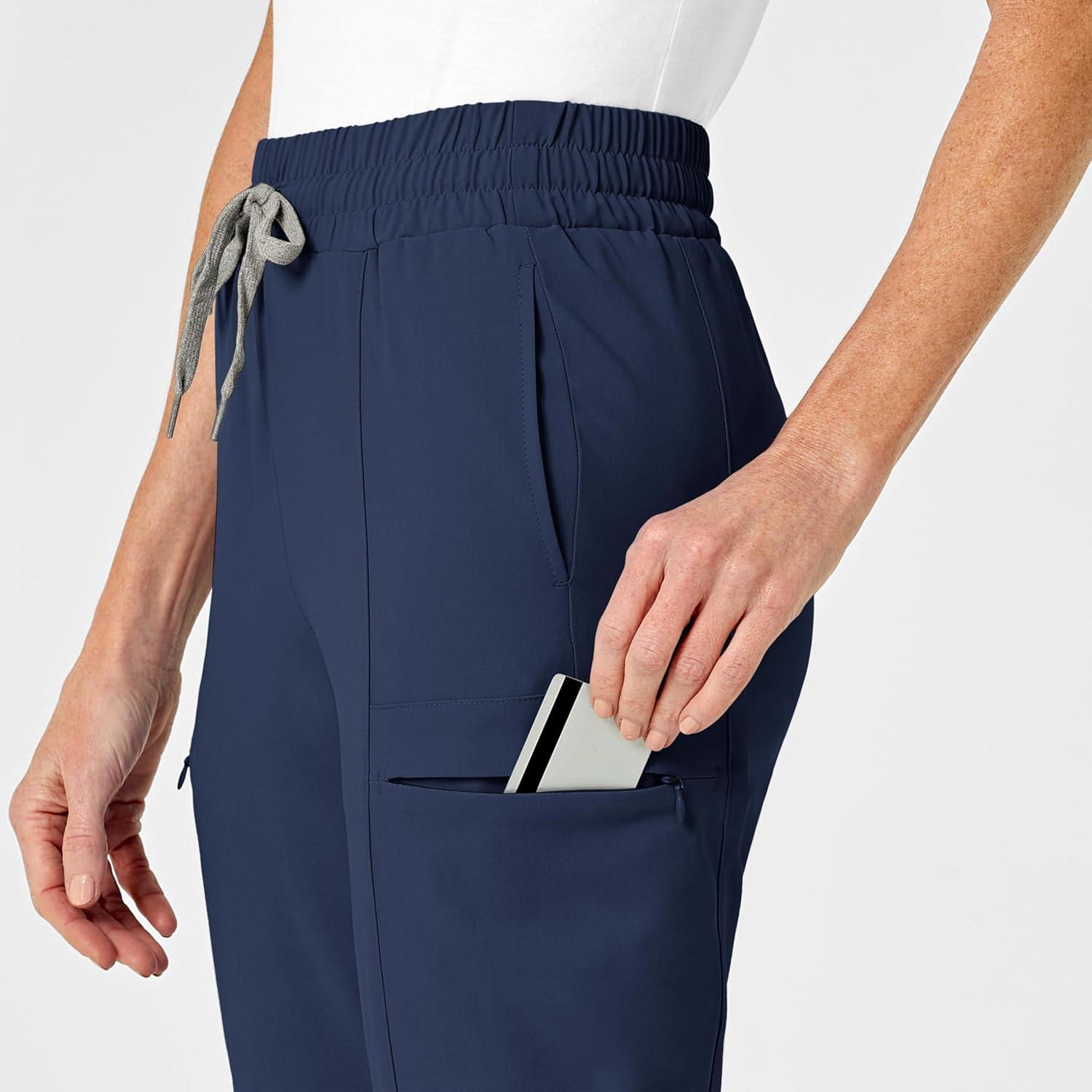 Renew Women’s High Waist Slim Leg Scrub Pant(Navy)