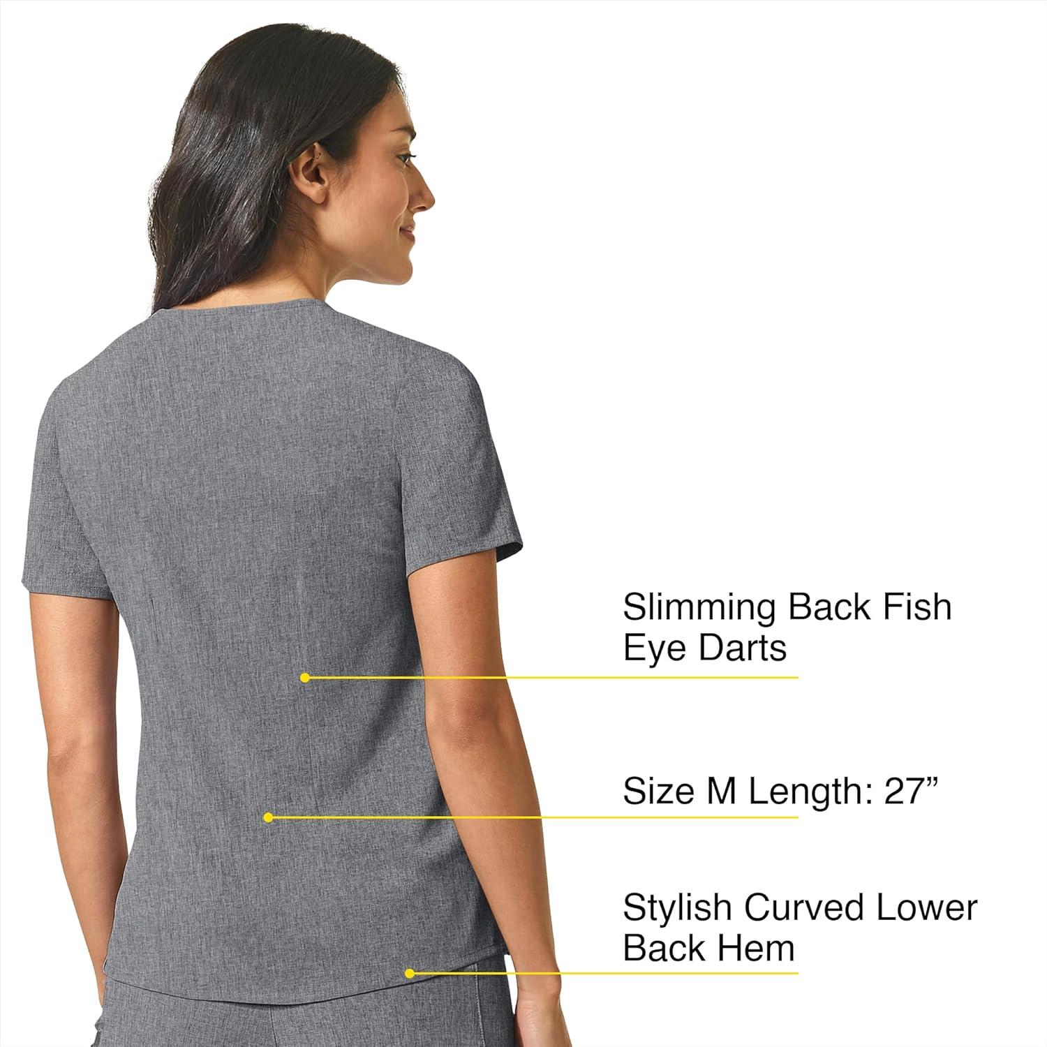 WonderWink Womens Mandarin Collar Tuck-in Top(Grey Heather)