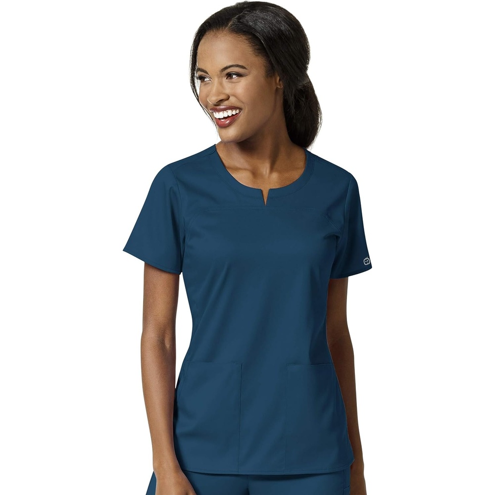 Wink PRO Women’s 4 Pocket Notch Neck Scrub Top(Caribbean Blue)