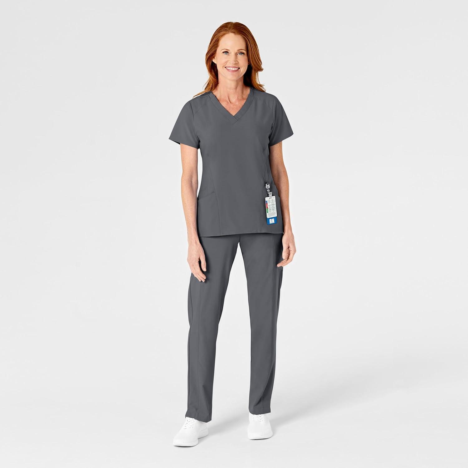 WonderWink womens Women’s Flat Front Cargo Scrub Pant(Pewter)