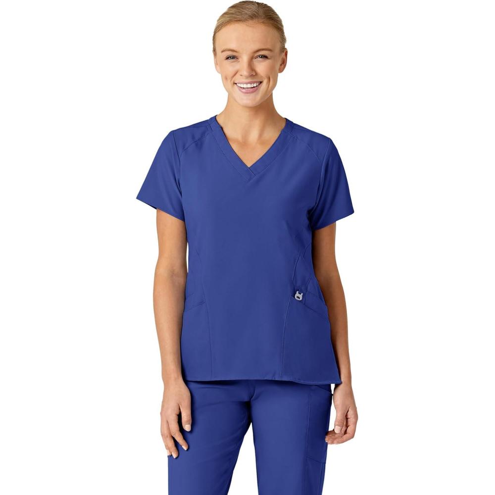 Wink Scrubs for Women, W123, Stylized Vneck Tops with 5 Pockets(Galaxy Blue)
