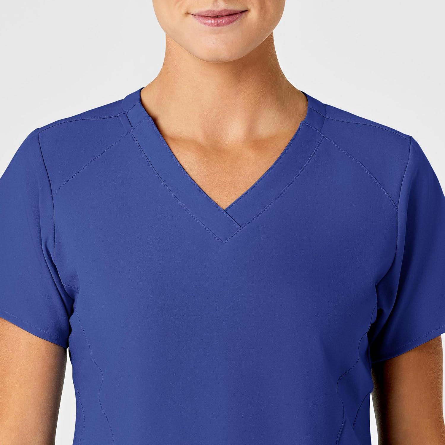 Wink Scrubs for Women, W123, Stylized Vneck Tops with 5 Pockets(Galaxy Blue)
