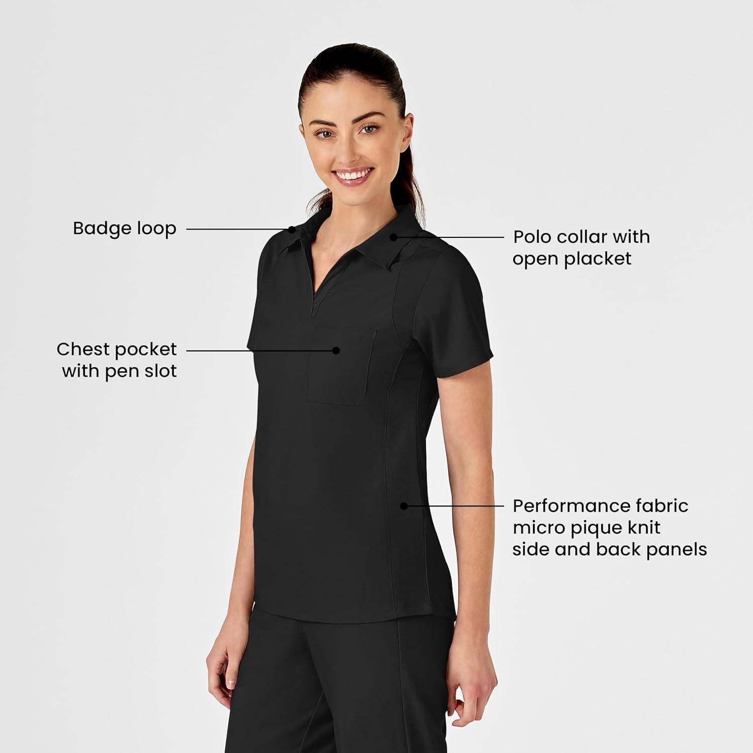 WonderWink Womens Collar Top(Black)