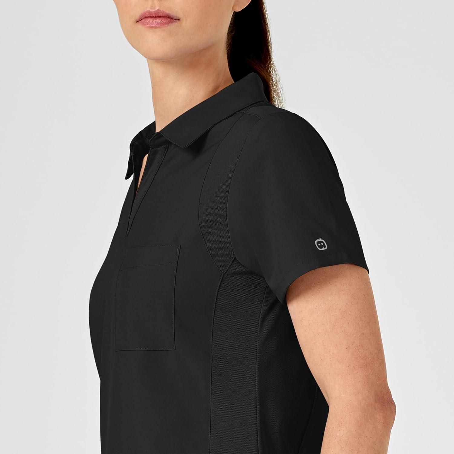 WonderWink Womens Collar Top(Black)