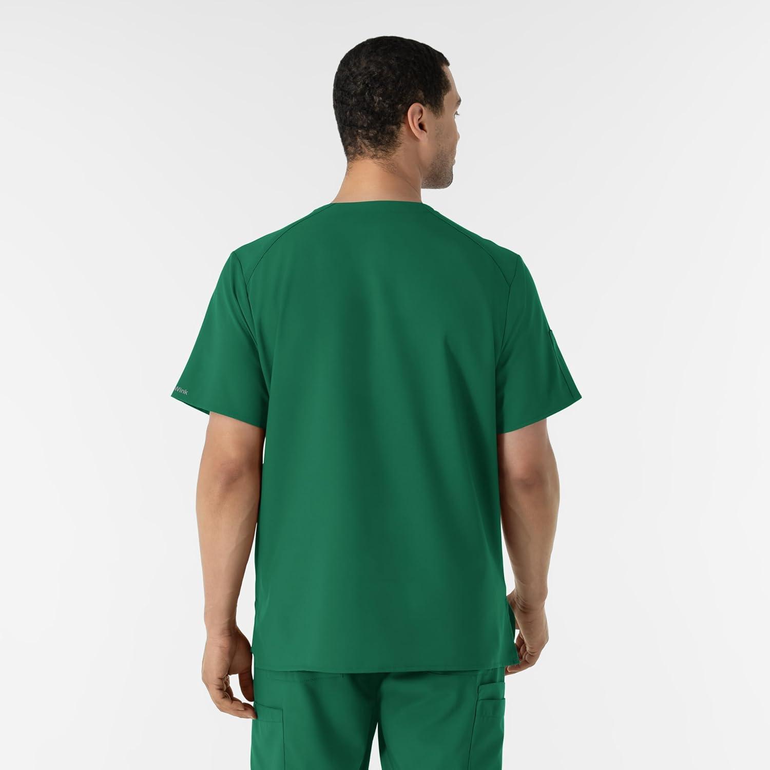 WINK Scrubs for Men, W123, V-Neck Tops with 6 Pockets(Hunter)