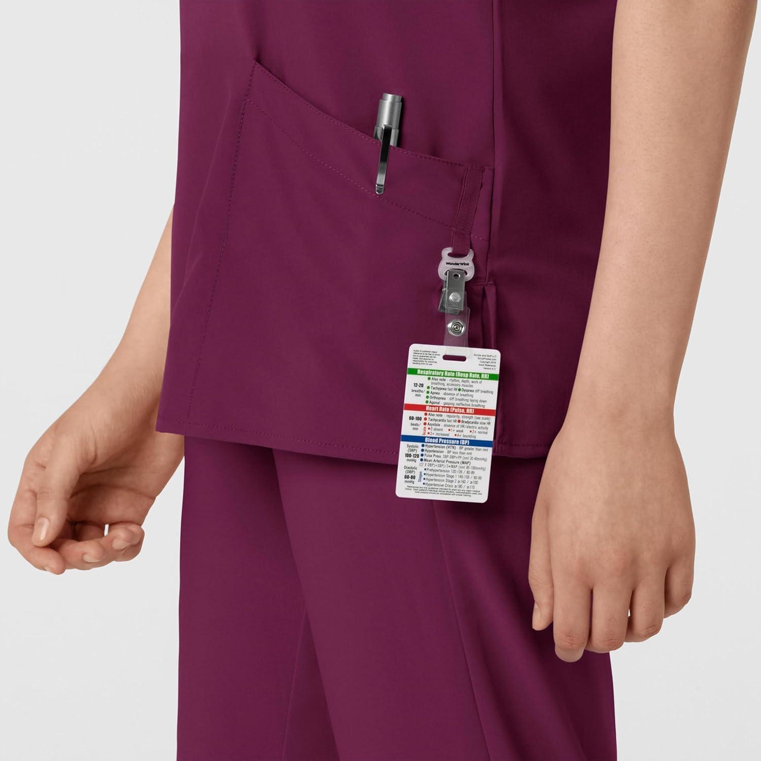 Wink Scrubs for Women, W123, Classic V-Neck Tops with 2 Pockets(Wine)