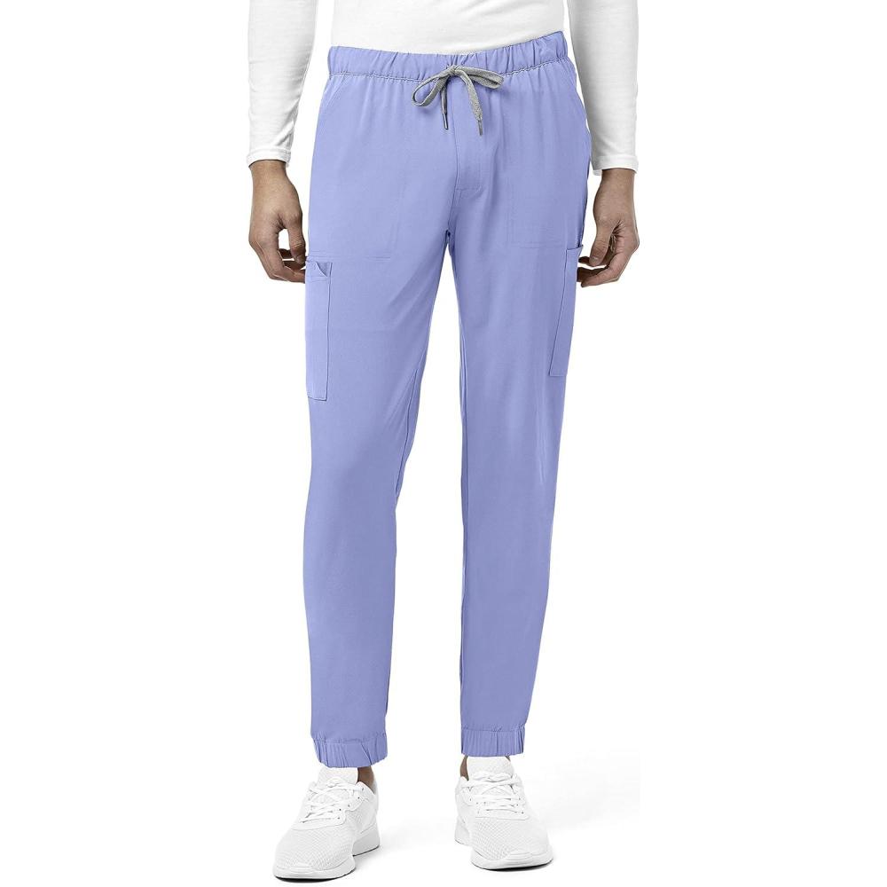 WonderWink Mens Renew Men’s Jogger Scrub Pant(Ceil Blue)