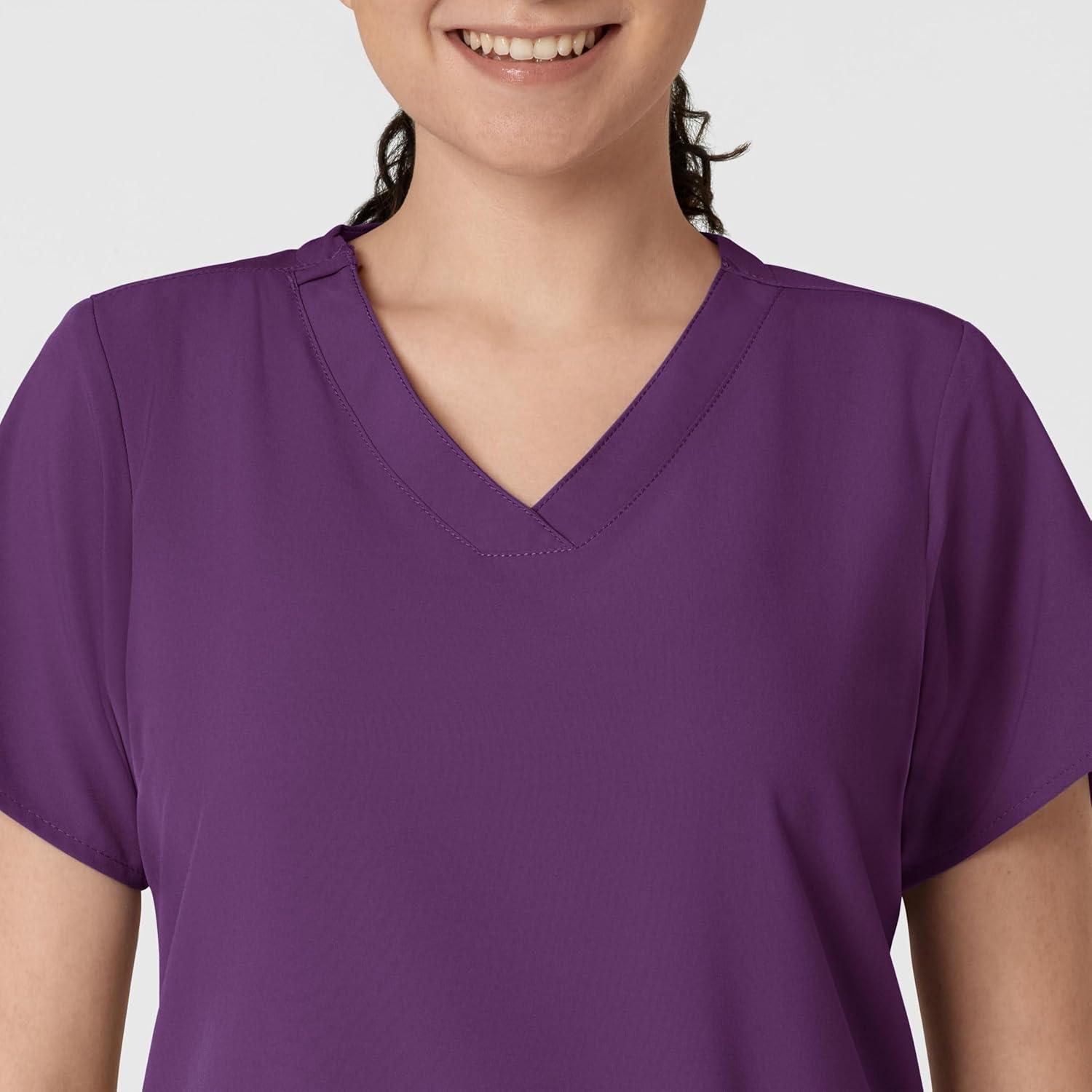 Wink Scrubs for Women, W123, Classic V-Neck Tops with 2 Pockets(Eggplant)